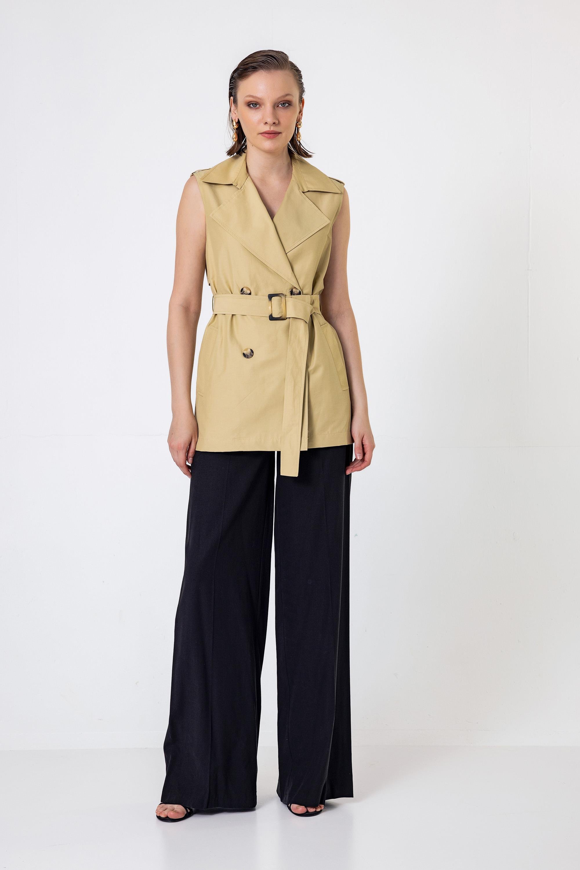 Ön Ortadan Ütü İzli Palazzo Pantolon Siyah