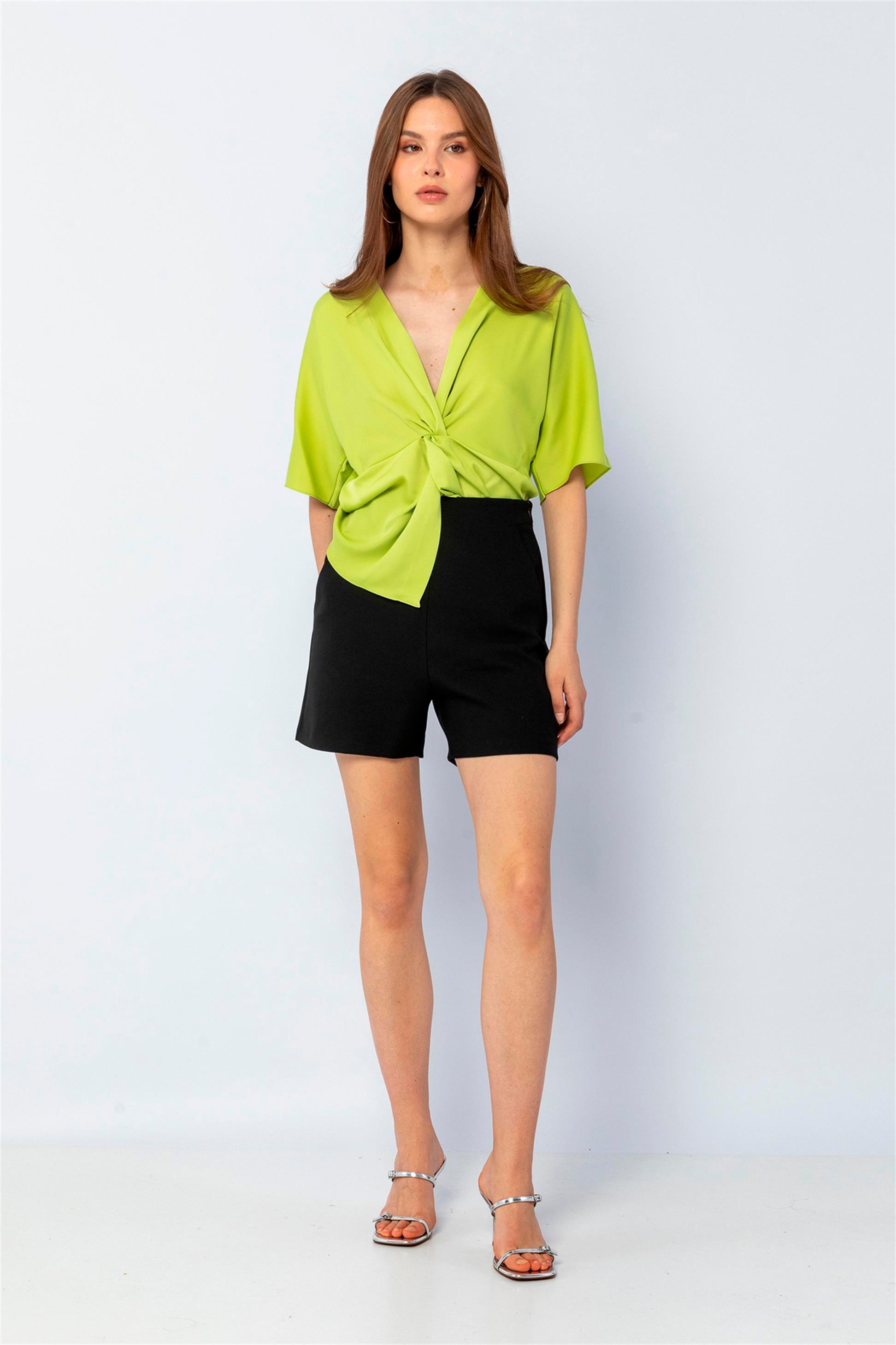 Knotted Front Casual Cut Blouse Love Bird