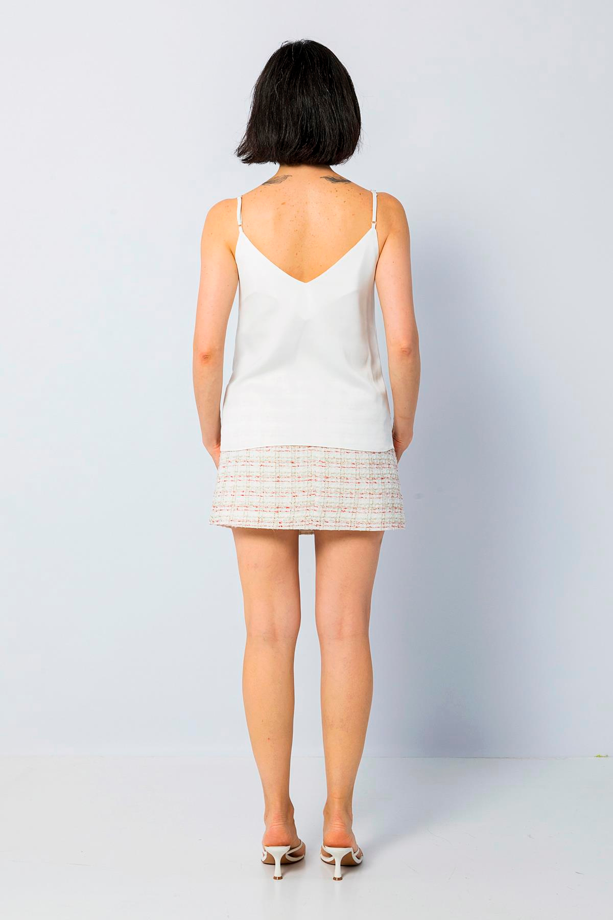 Comfortable Cut Strappy Blouse Ecru