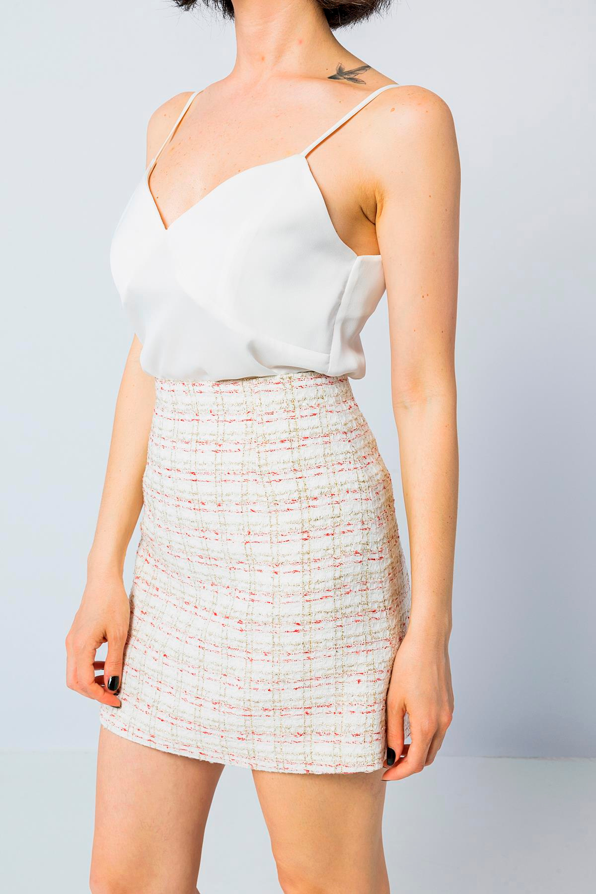 Comfortable Cut Strappy Blouse Ecru