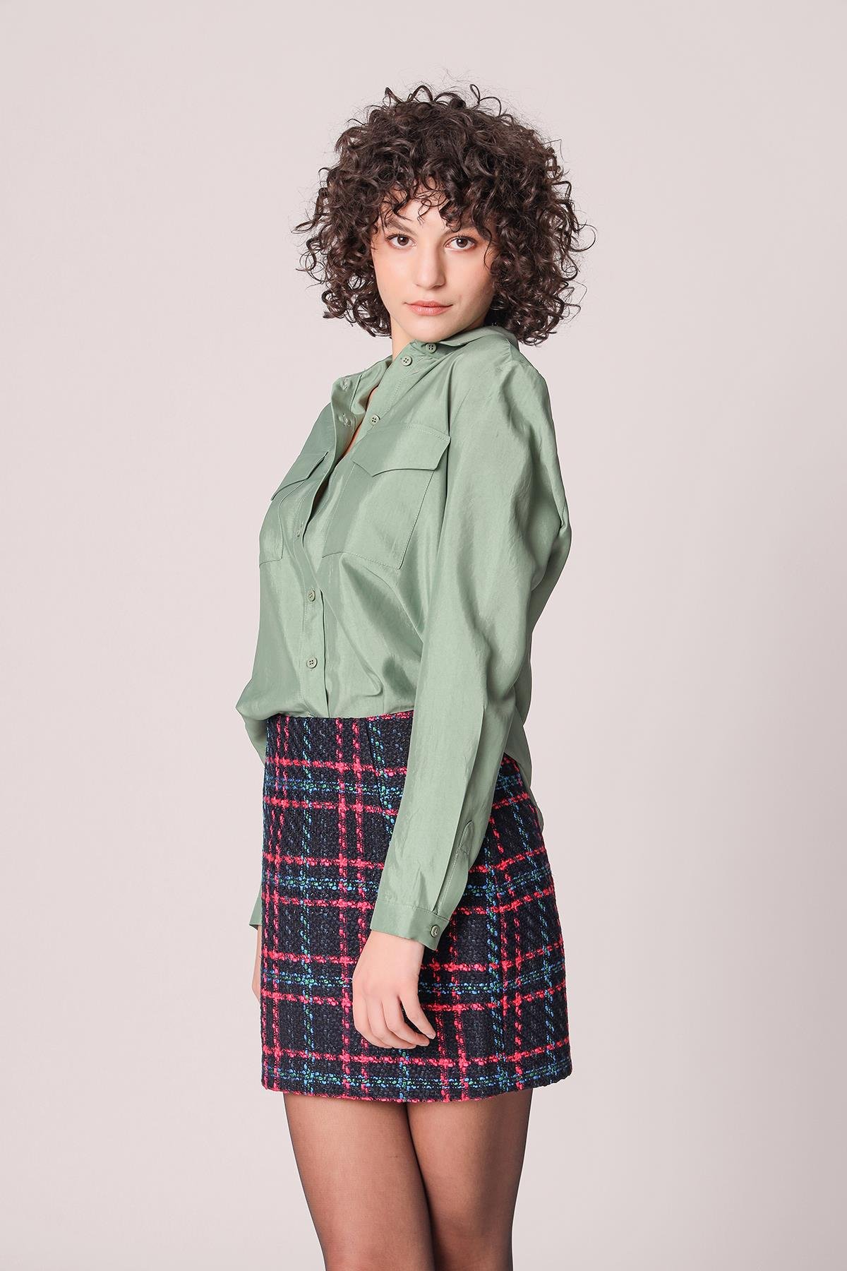 Şanel Kumaş Mini Etek Siyah