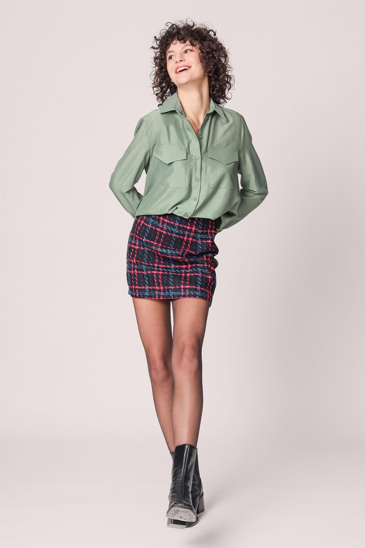 Şanel Kumaş Mini Etek Siyah