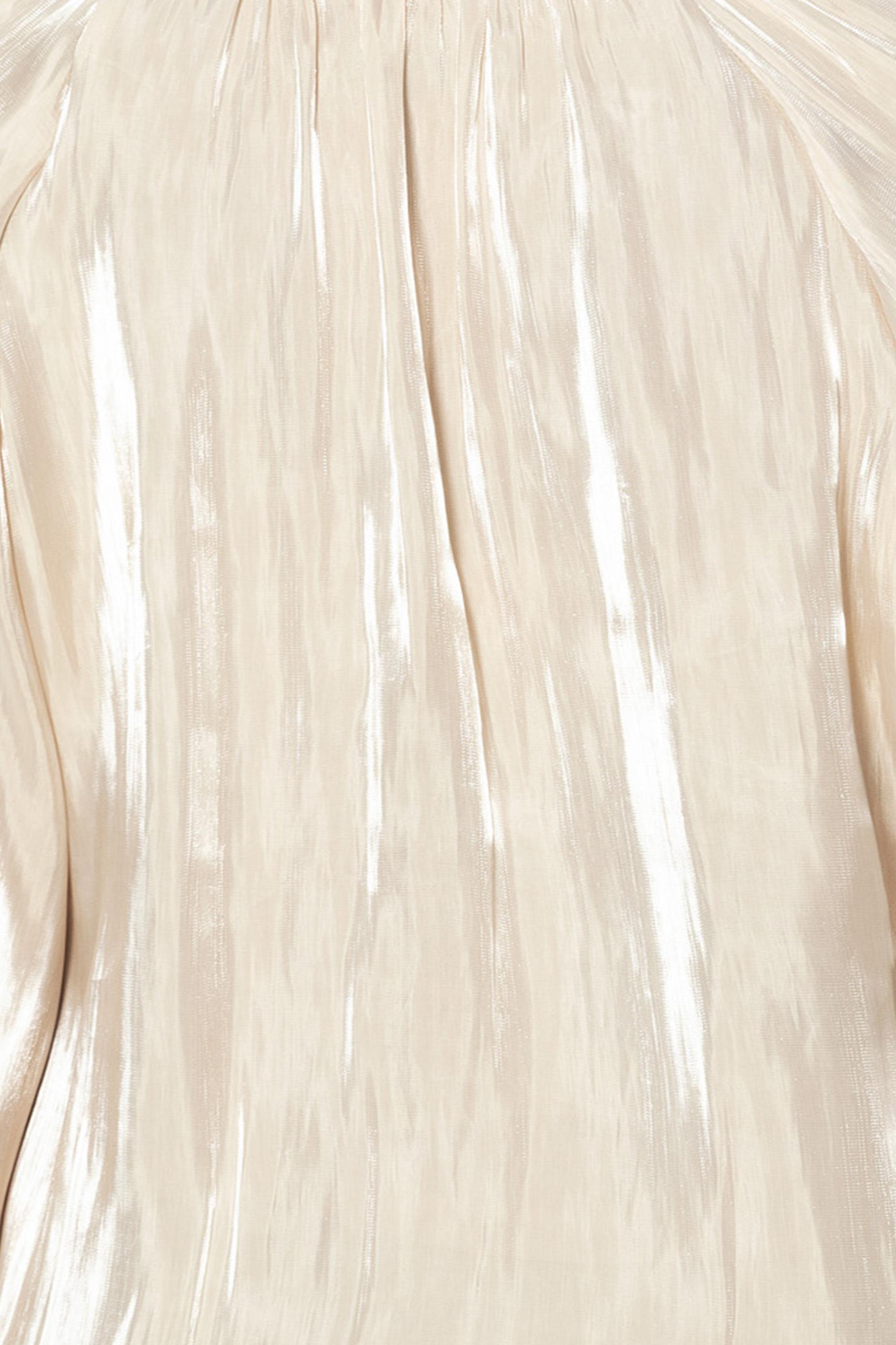 V Yaka  Uzun Kollu Balon Bluz Bej