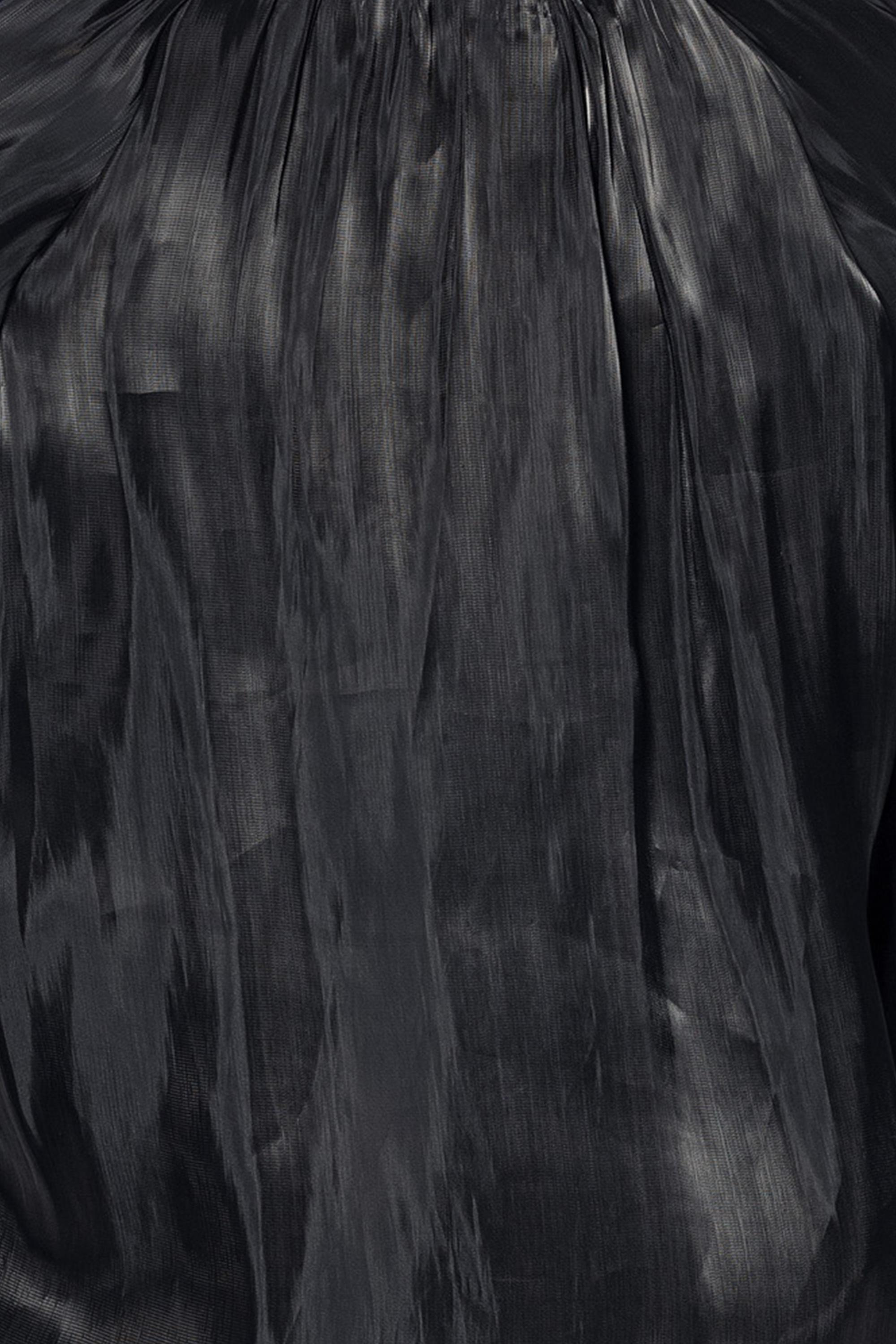 V Yaka  Uzun Kollu Balon Bluz Siyah