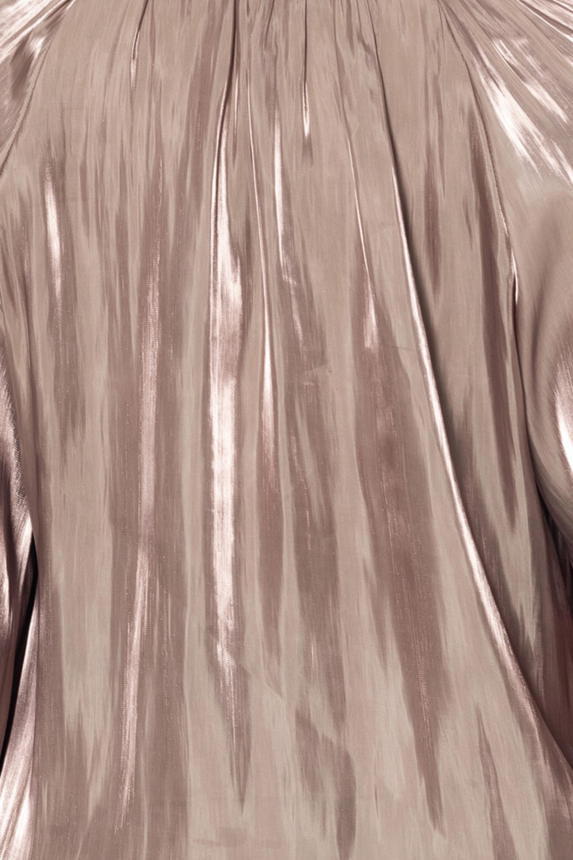 V Yaka  Uzun Kollu Balon Bluz Vizon