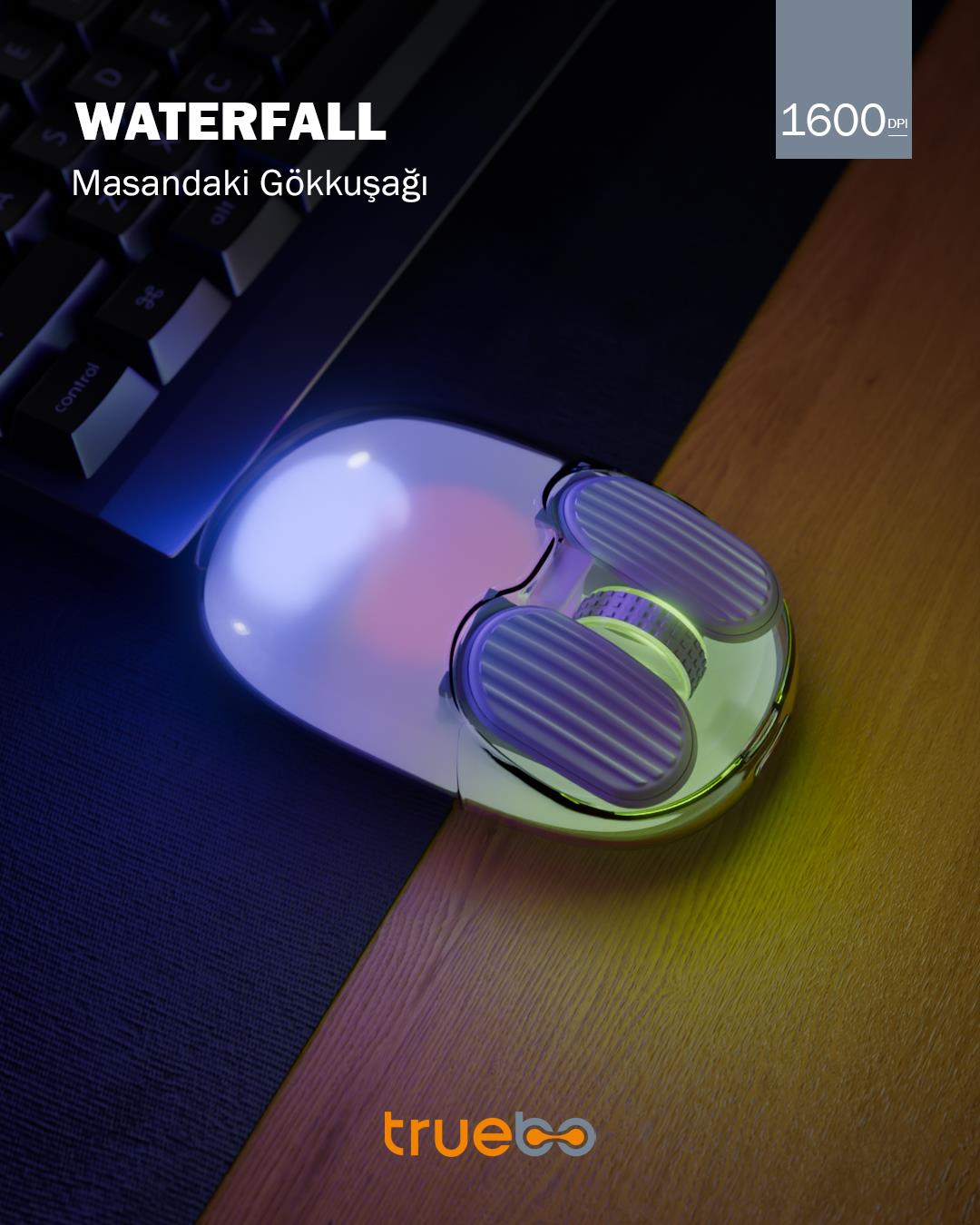  Truebo Waterfall Wireless RGB Gökkuşağı Efektli Mouse 