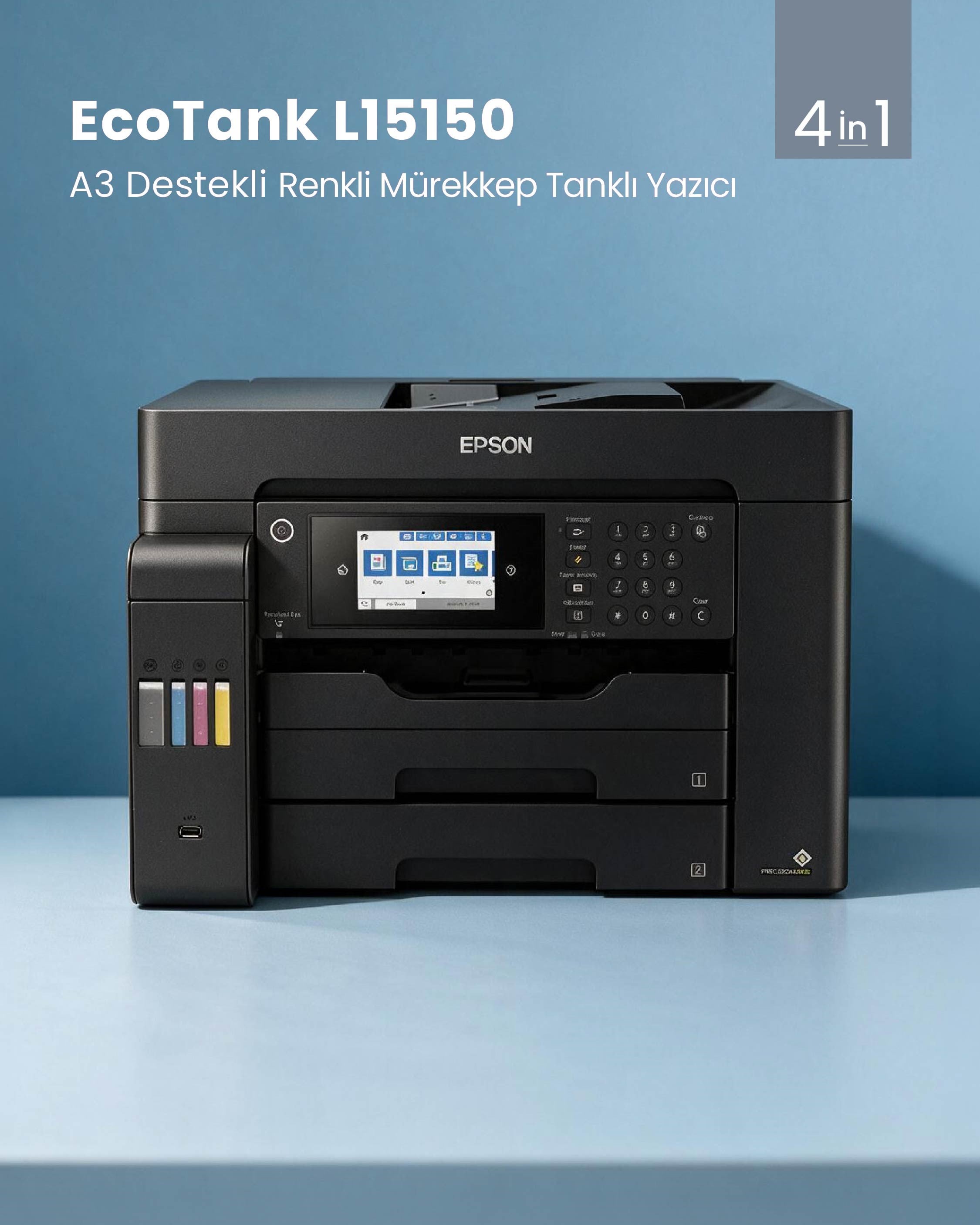 Epson Ecotank L15150 Fotokopi + Tarayıcı + Faks A3 Mürekkep Tanklı Yazıcı