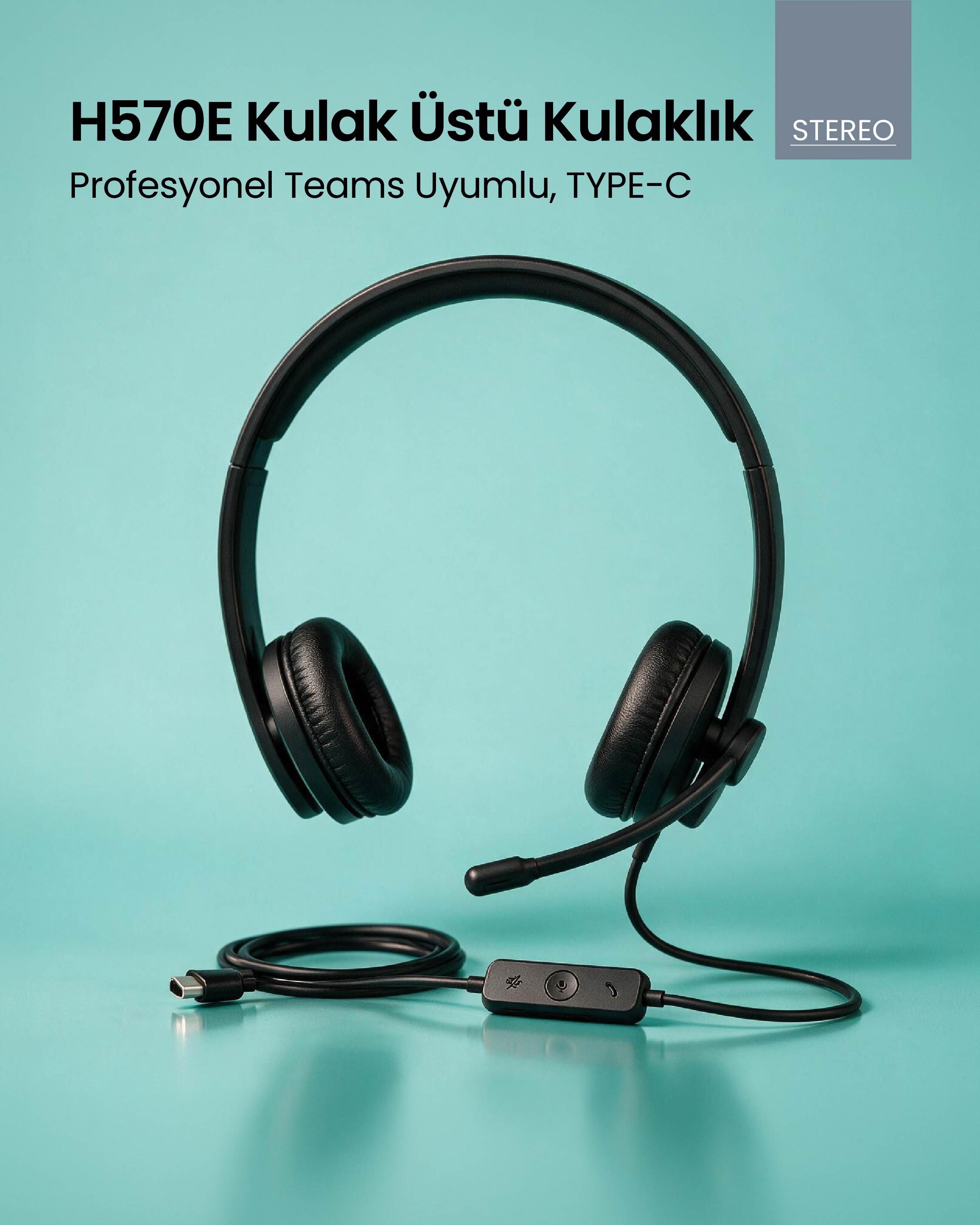 Logitech H570e Teams version (Stereo, USB-C) Profesyonel Kulak Üstü Kulaklık (981-001431)