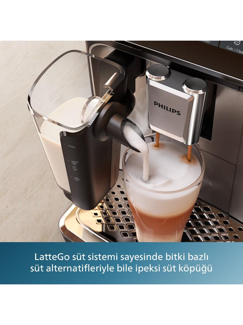 Philips 3300 Serisi LatteGo Tam Otomatik Espresso Makinesi, AquaClean Filtre, 6 İçecek Hazırlama, EP3347/90
