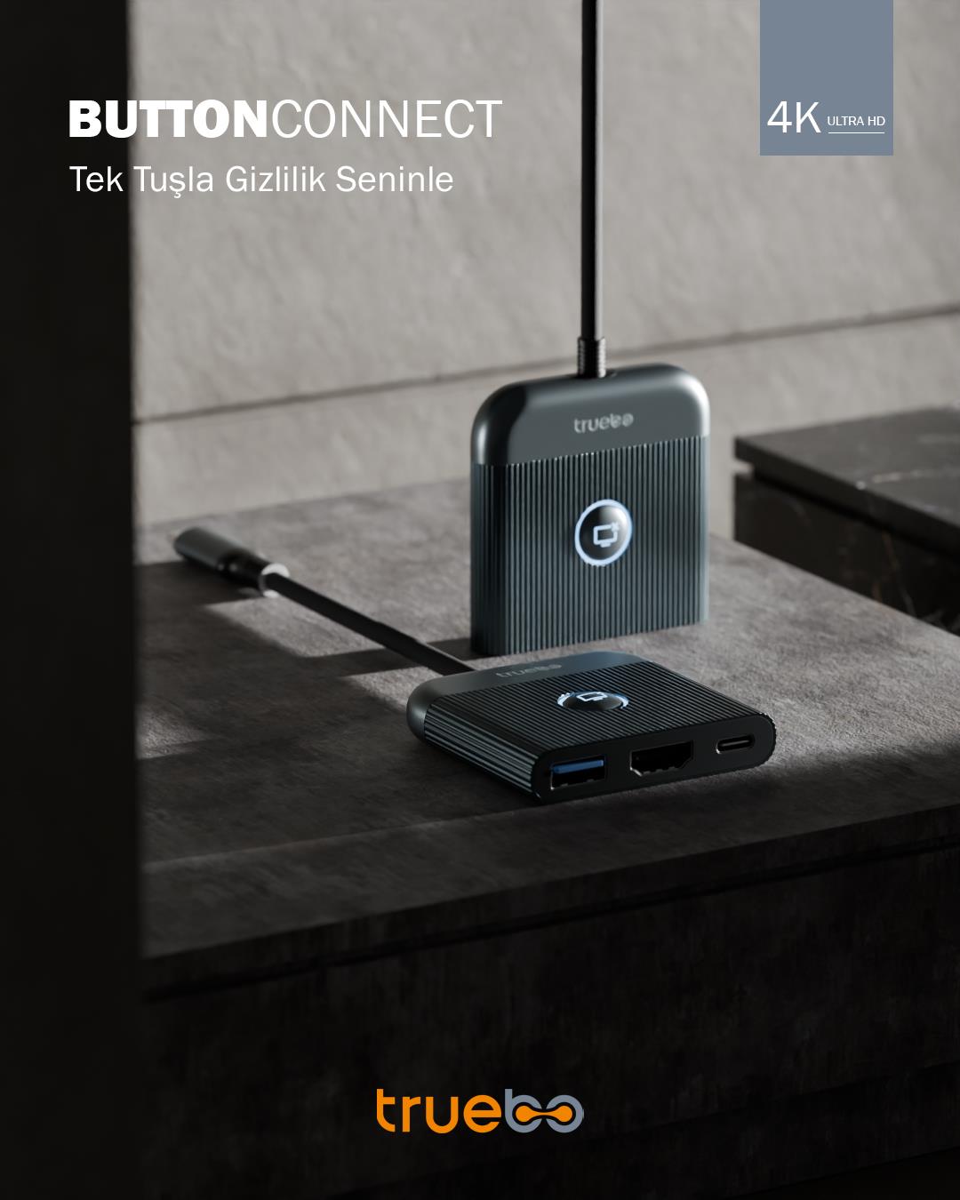 Truebo ButtonConnect 3in1 Aç/Kapa Tuşu HDMI Hub
