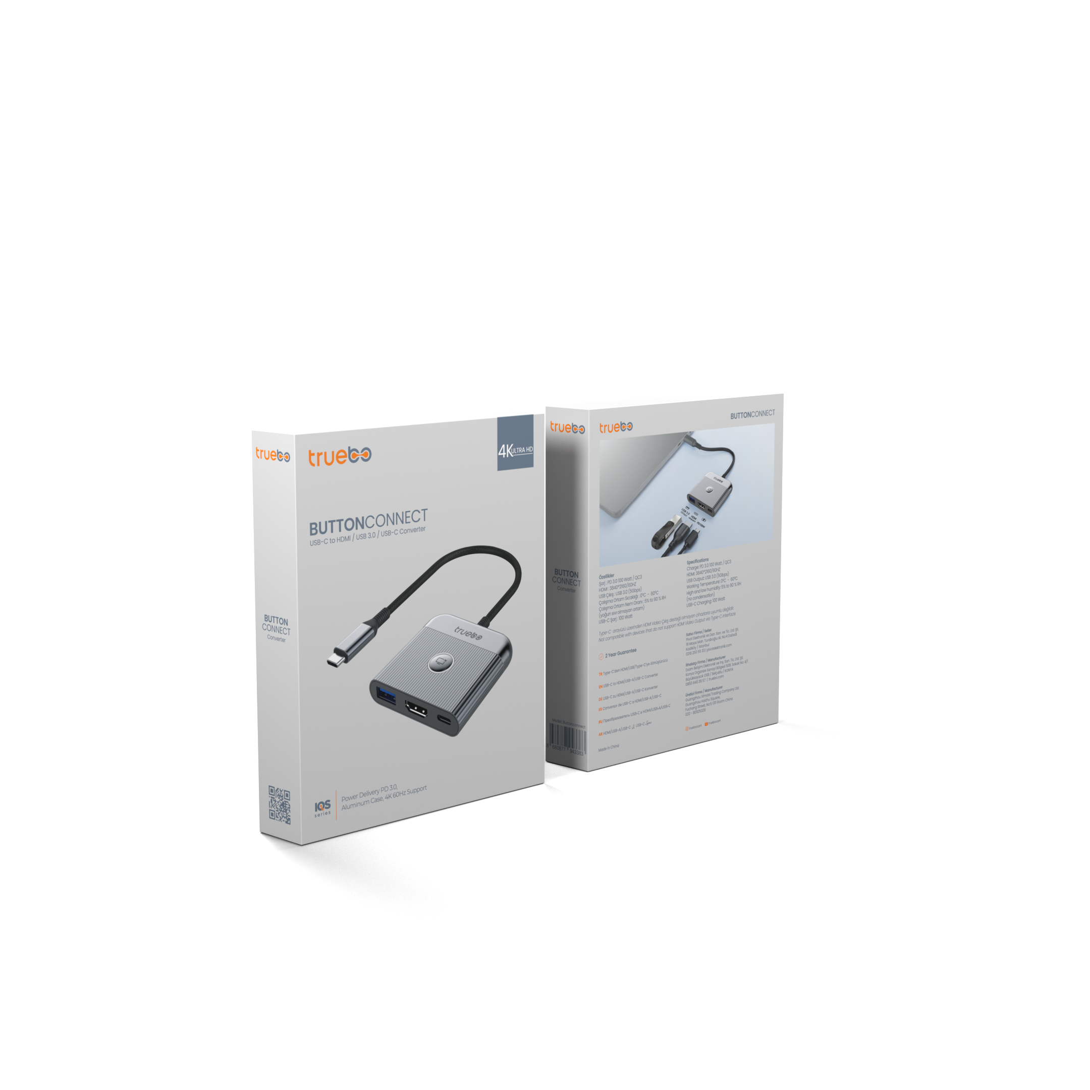 Truebo ButtonConnect 3in1 Aç/Kapa Tuşu HDMI Hub