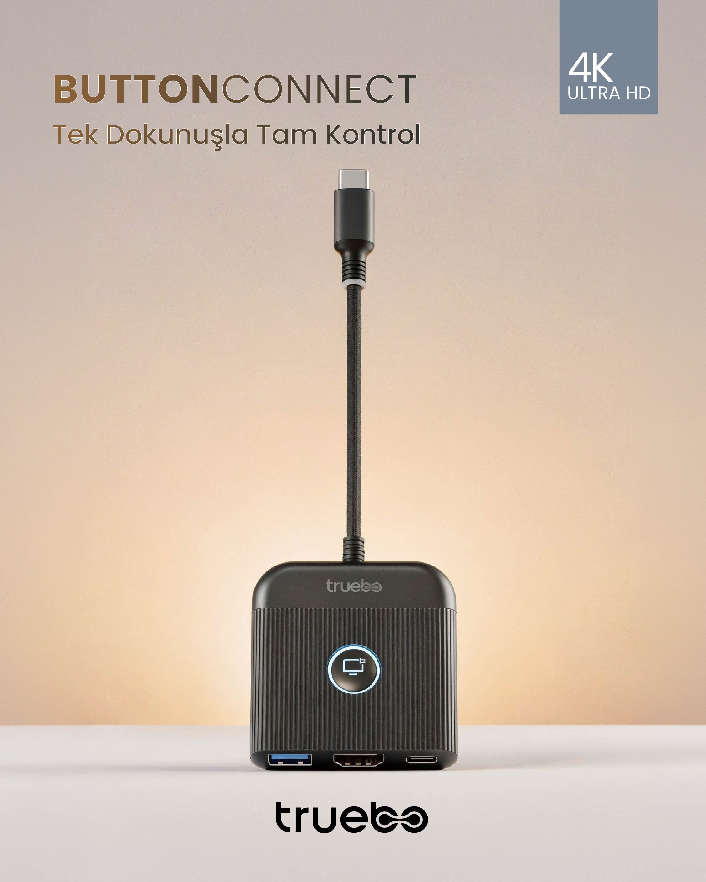 Truebo ButtonConnect 3in1 Aç/Kapa Tuşu HDMI Hub