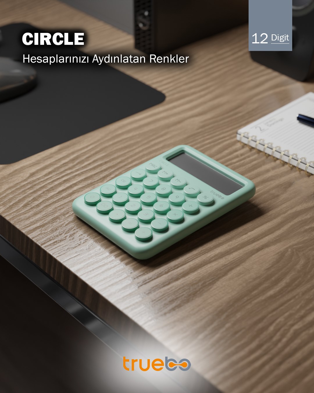 Truebo Circle Yeşil Renkli Hesap Makinesi