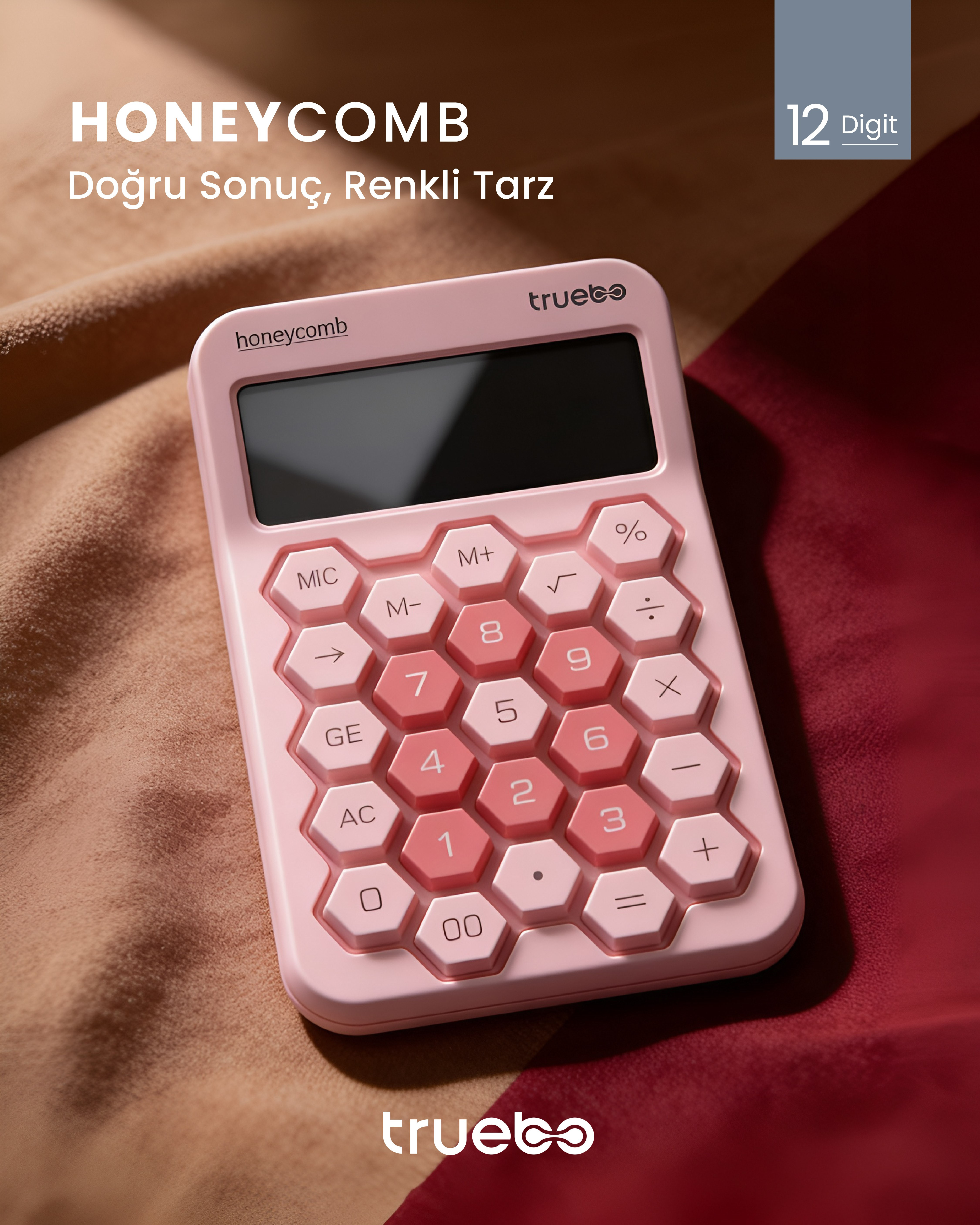 Truebo HoneyComb Pembe Renkli Hesap Makinesi