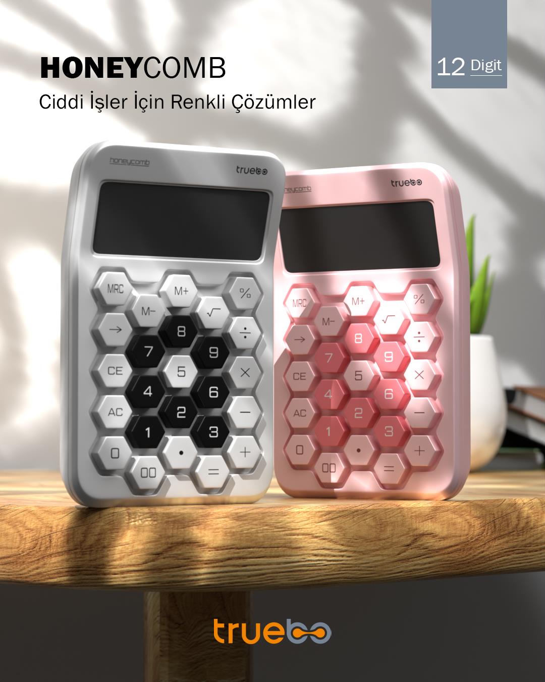 Truebo HoneyComb Pembe Renkli Hesap Makinesi