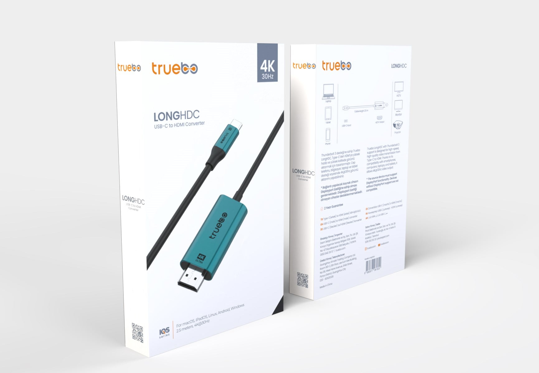 Truebo LongHDC USB-C to HDMI Dönüştürücü 