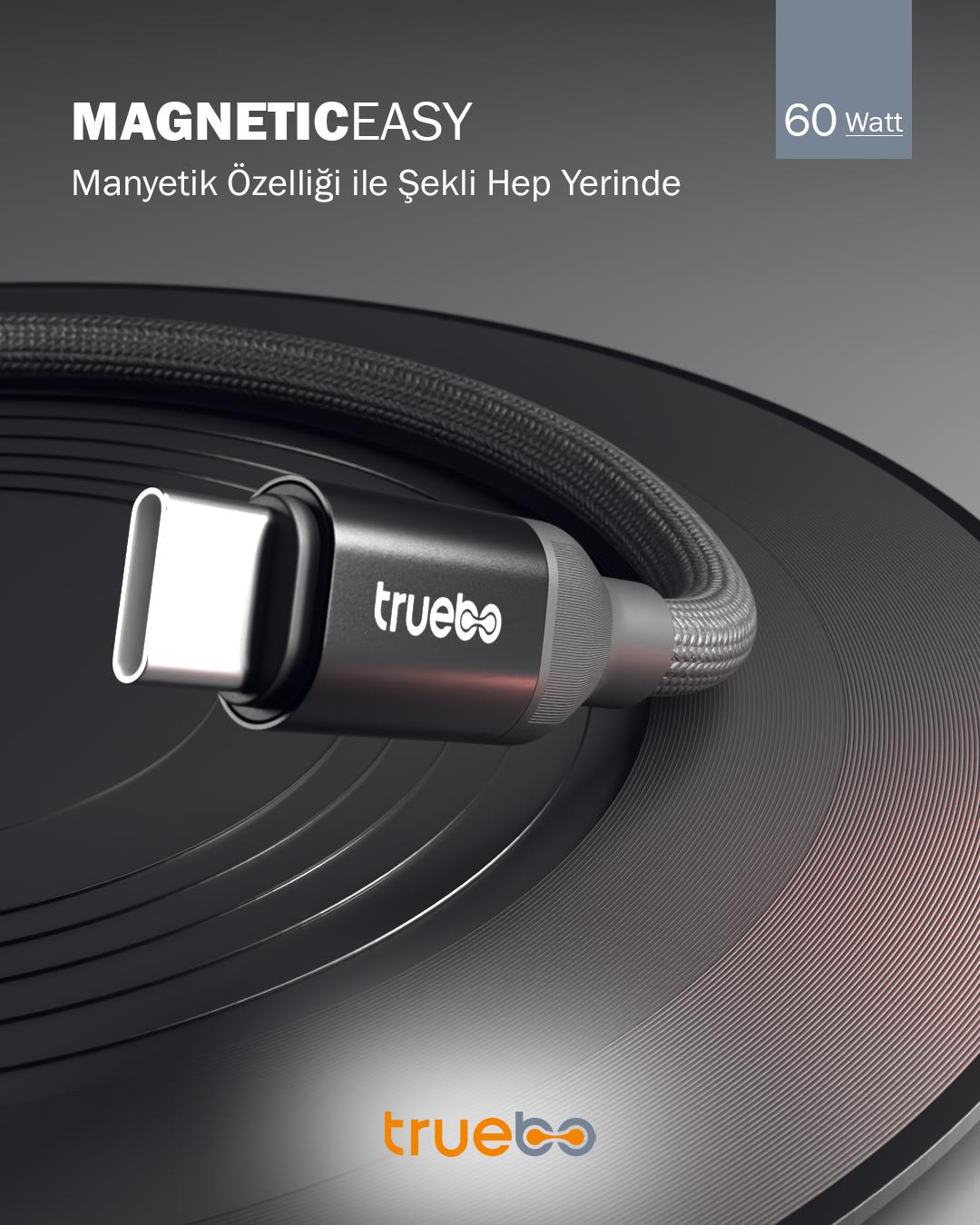 Truebo MagneticEasy Dayanıklı Şarj ve Veri Kablosu