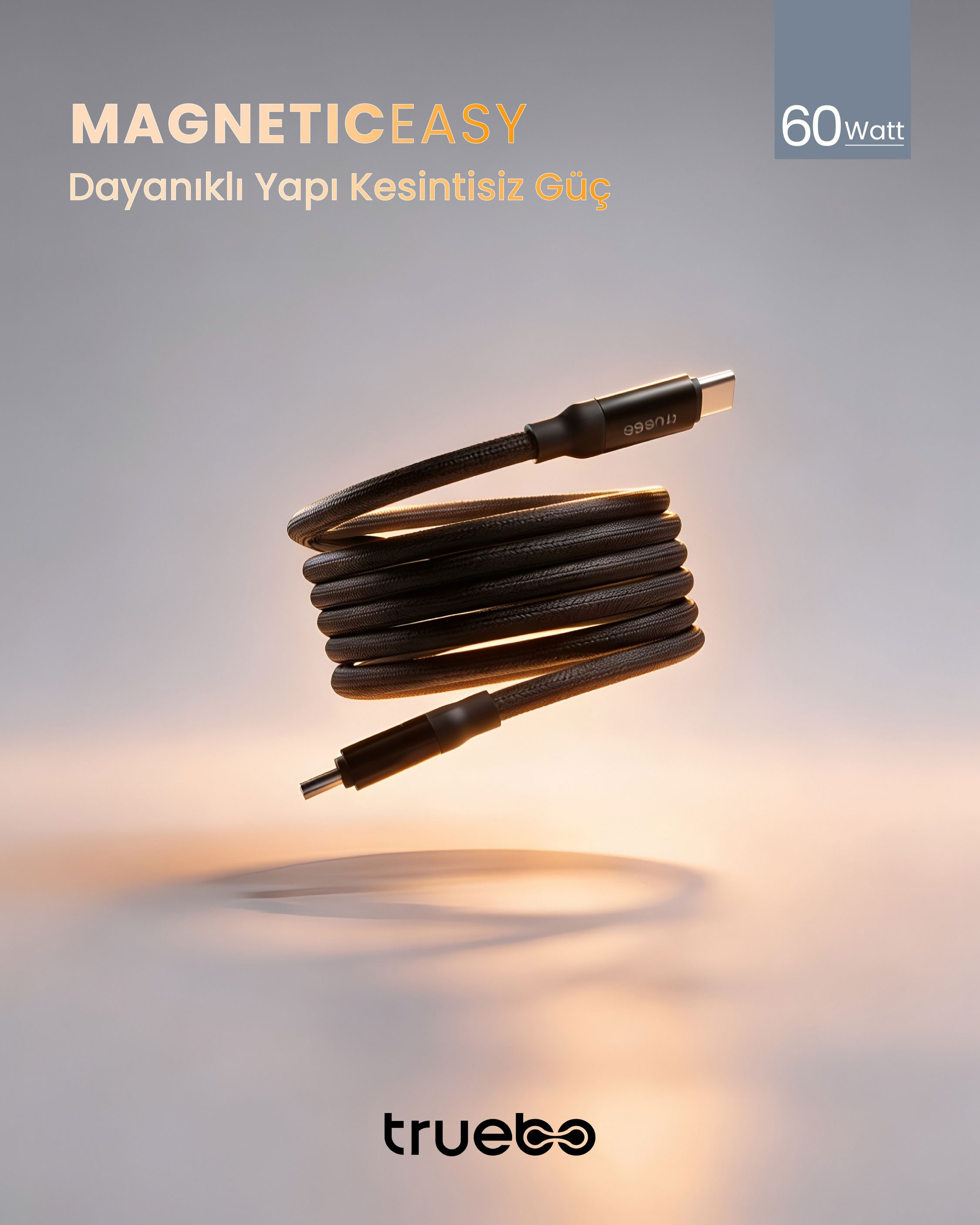 Truebo MagneticEasy Dayanıklı Şarj ve Veri Kablosu