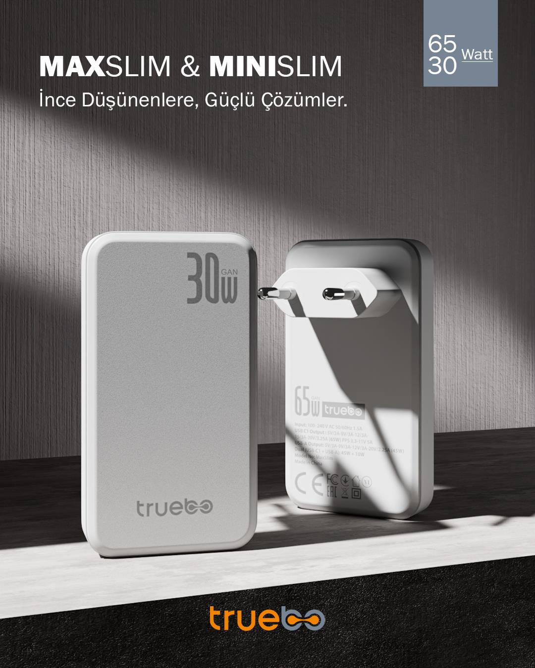 Truebo MaxSlim 65W GaN Şarj Aleti
