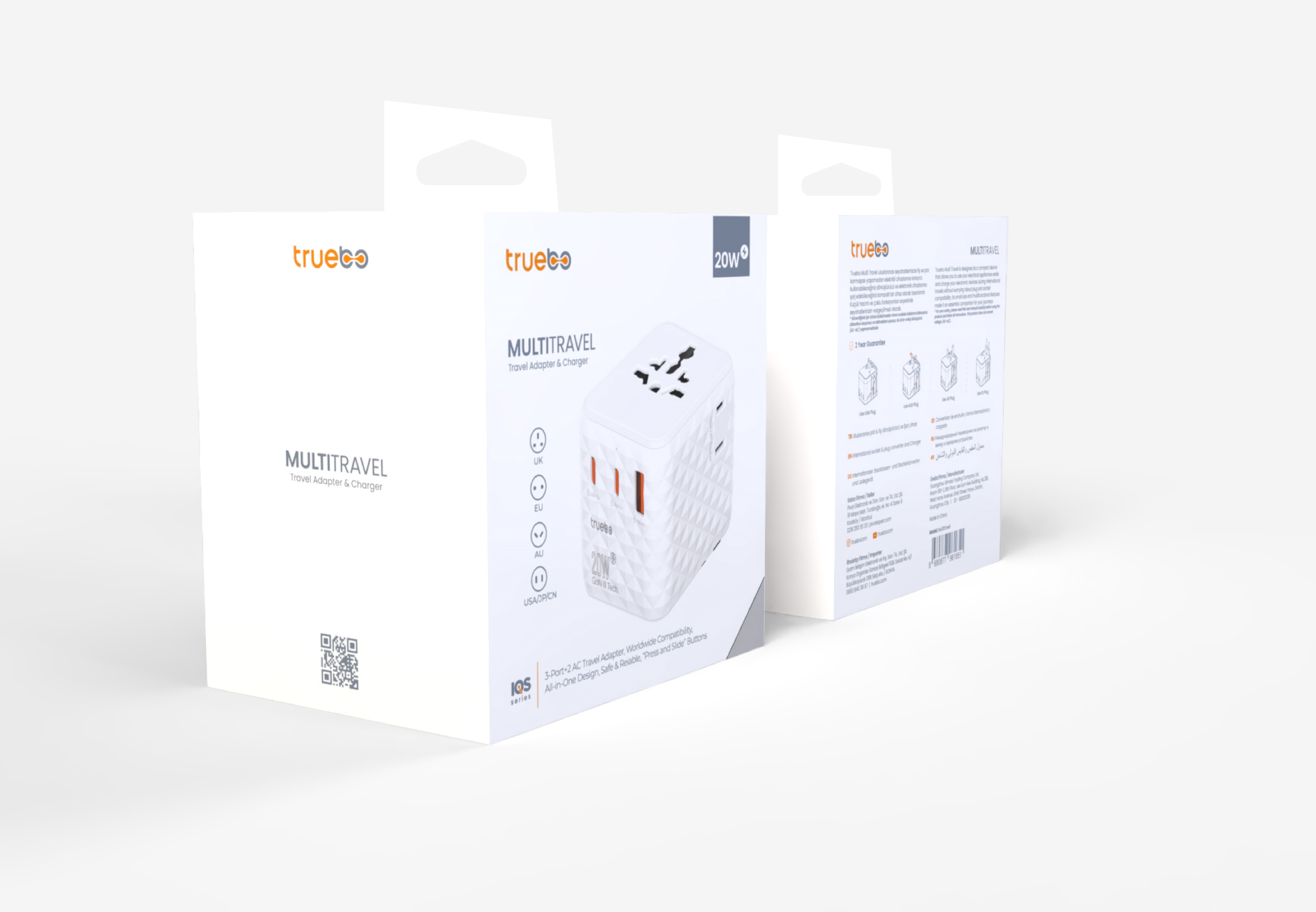 Truebo MultiTravel Travel Adapter & Charger – Evrensel Seyahat Adaptörü