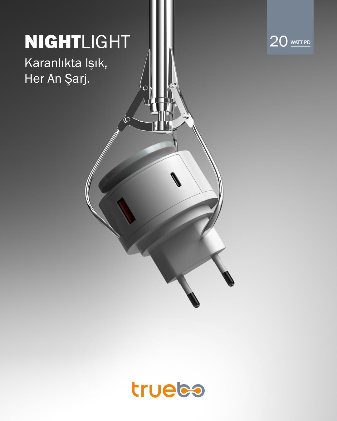 Truebo NightLight USB TypeC RGB Gece Lambası Adaptör