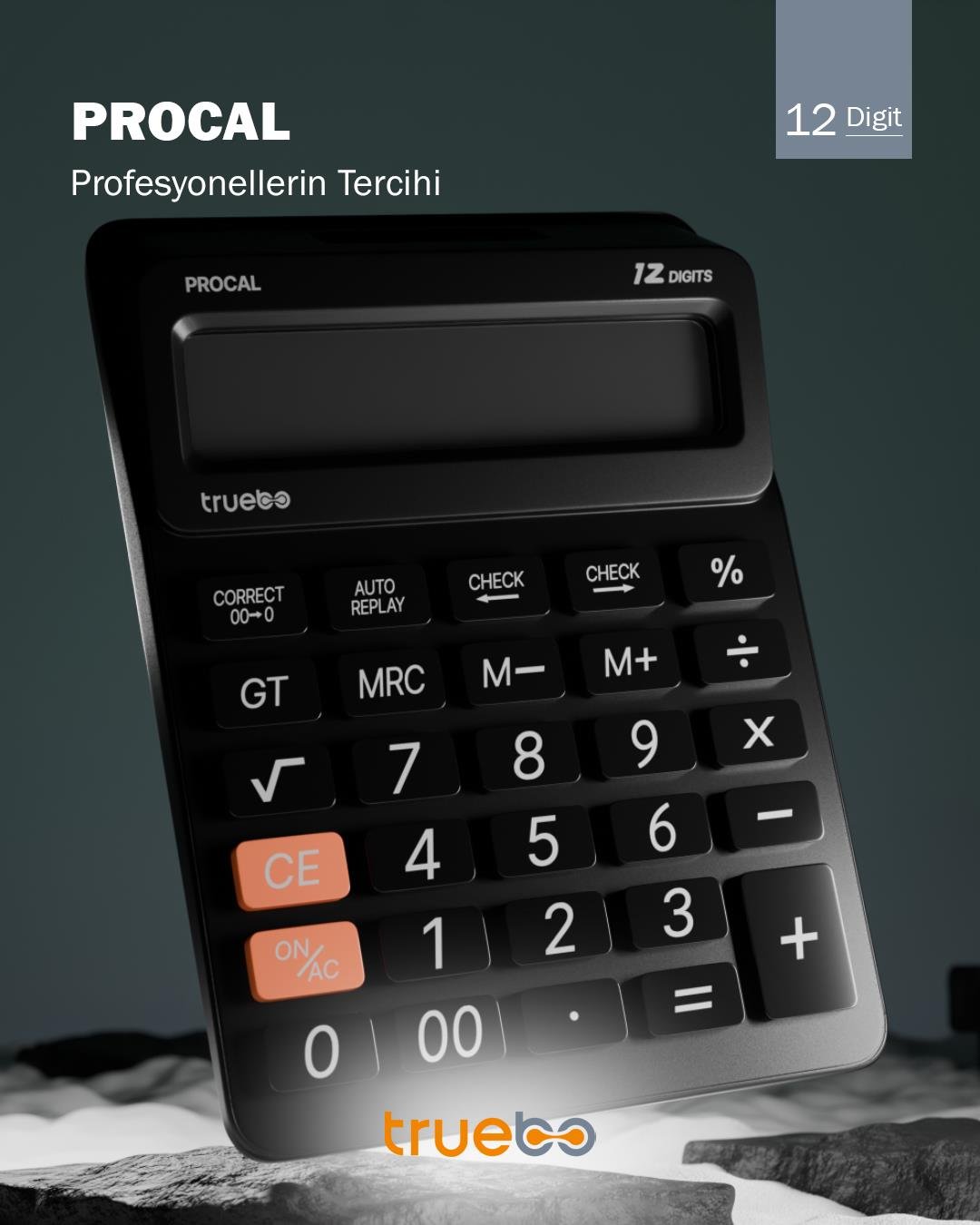 Truebo ProCal Profesyonel Siyah Hesap Makinesi 