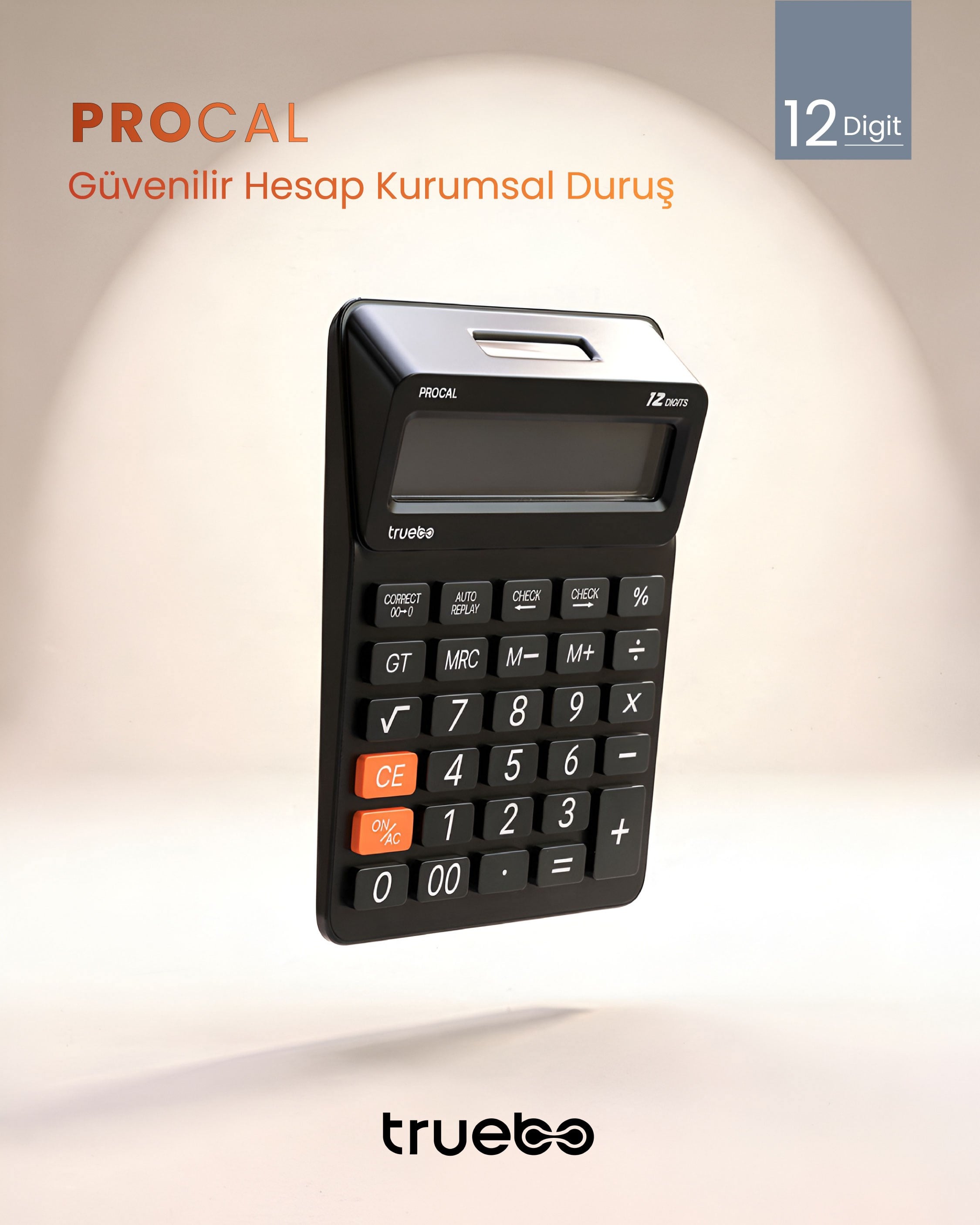 Truebo ProCal Profesyonel Siyah Hesap Makinesi 