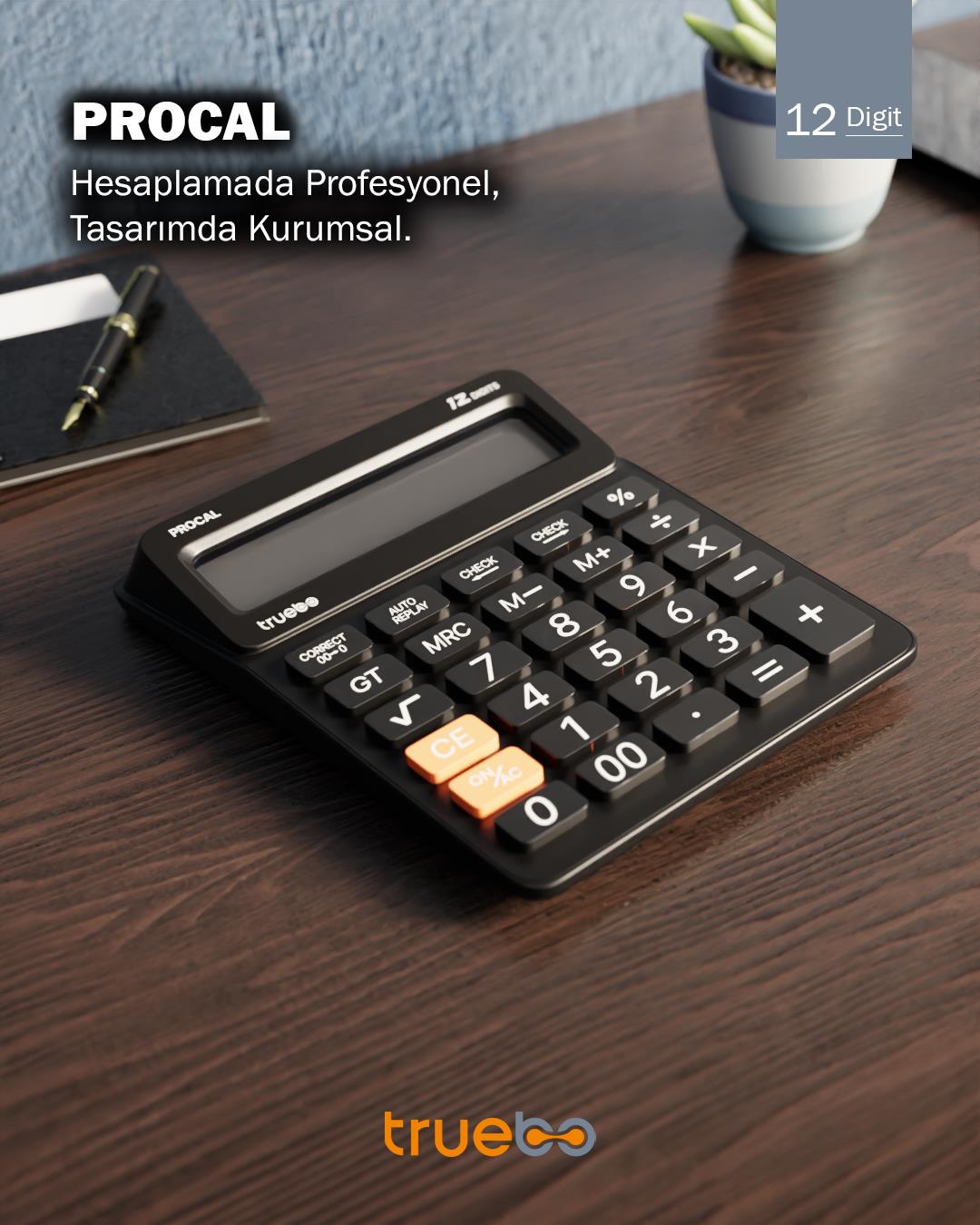 Truebo ProCal Profesyonel Siyah Hesap Makinesi 