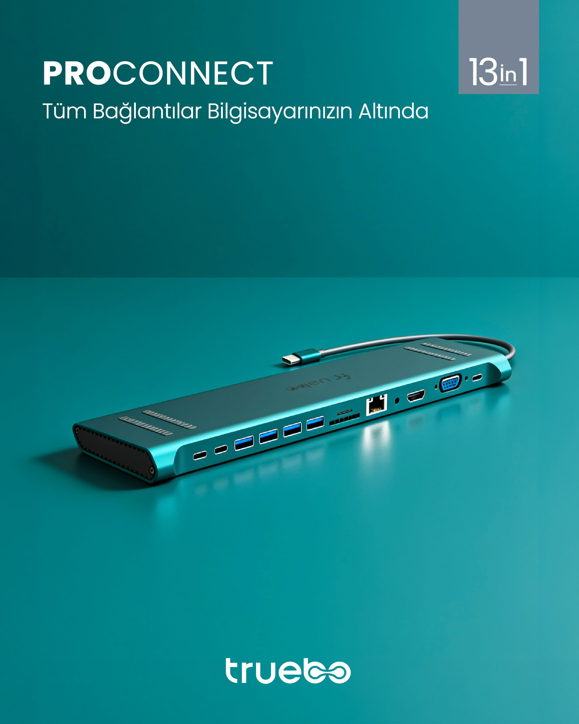 Truebo ProConnect 13in1 Type-C Stand Hub Çoklayıcı
