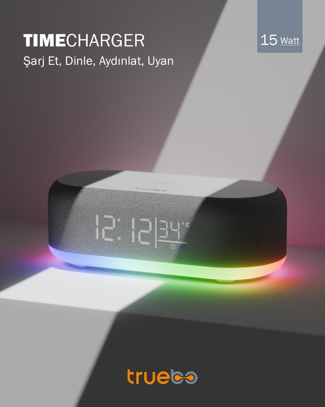 Truebo TimeCharger Hoparlör Şarjlı Işıklı Alarm Saat