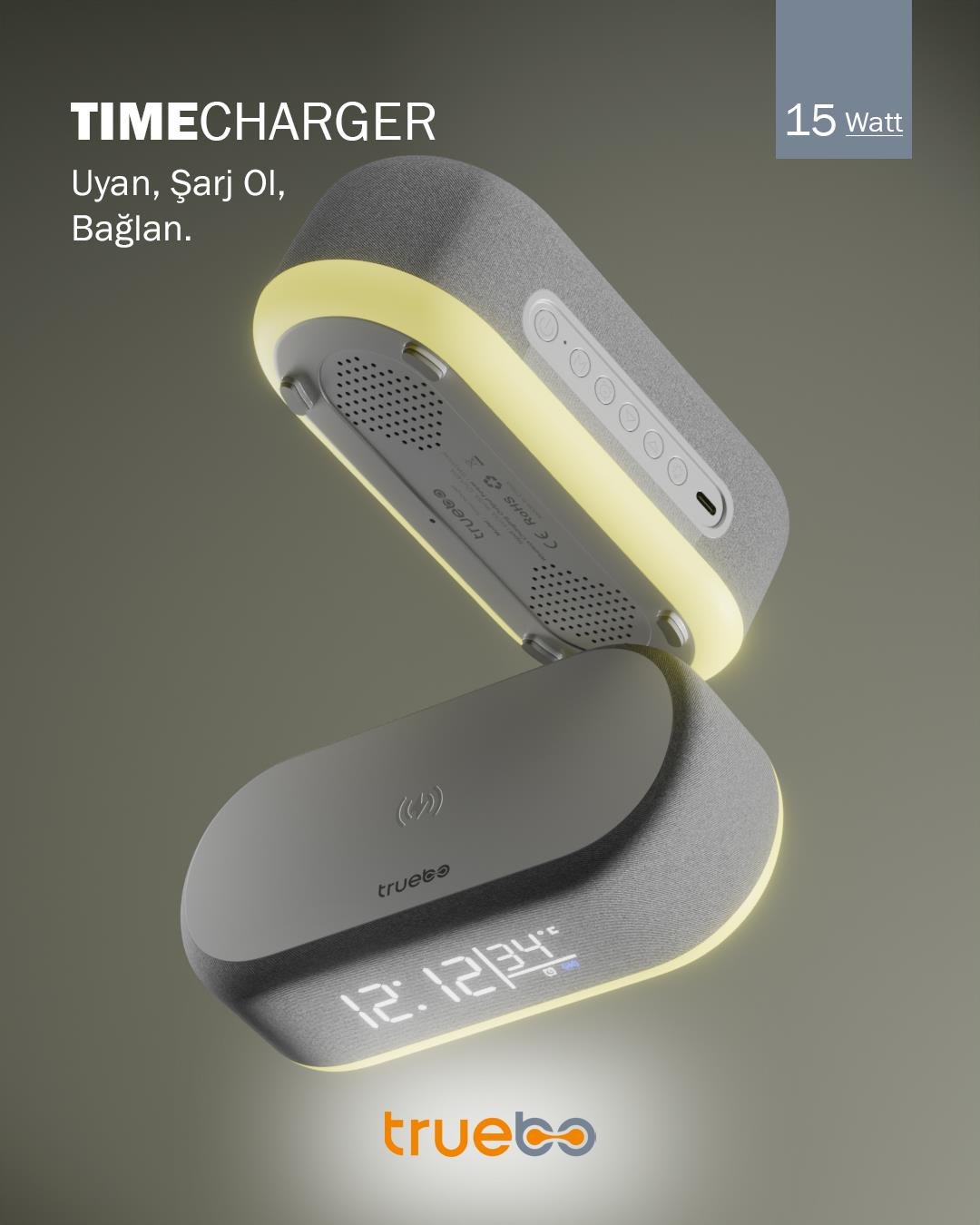 Truebo TimeCharger Hoparlör Şarjlı Işıklı Alarm Saat
