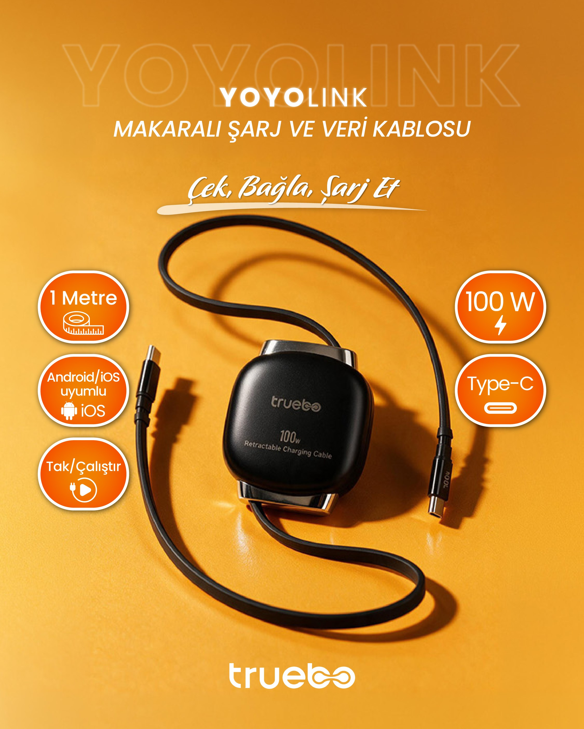 YoyoLink Katlanabilir Şarj Kablosu 