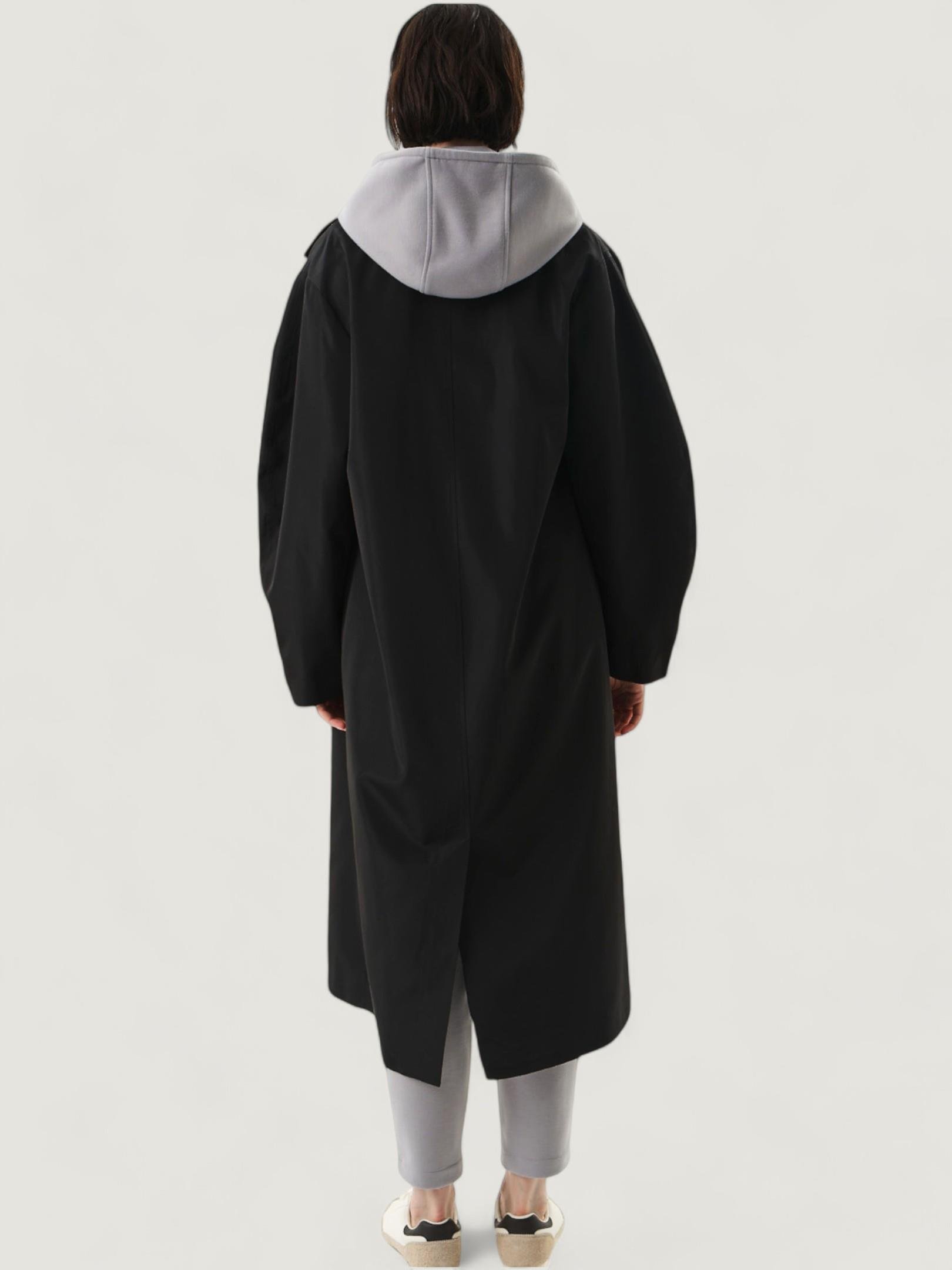 24FW116001 DÜĞMELİ CEP DETAYLI UZUN BOL KESİM  TRENÇKOT Kategorisiz Modelleri