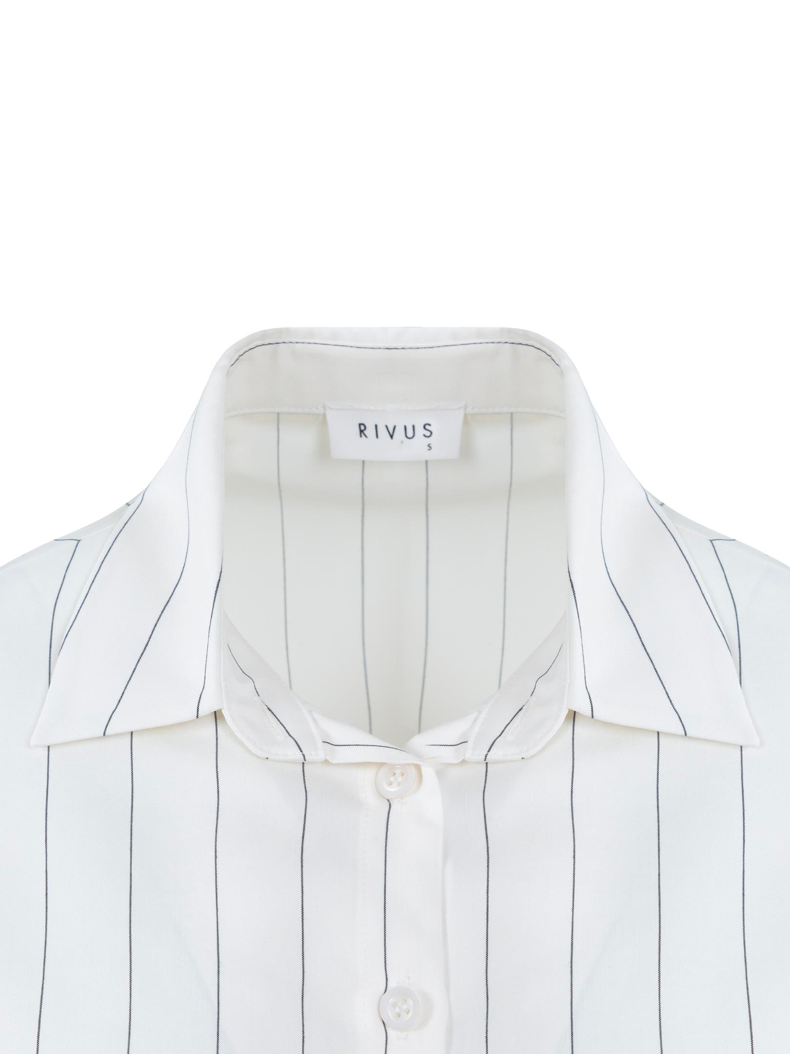 24SS101002 ÇİZGİLİ DÖKÜMLÜ  VİSKON DÜĞMELİ KISA GÖMLEK Kategorisiz Modelleri