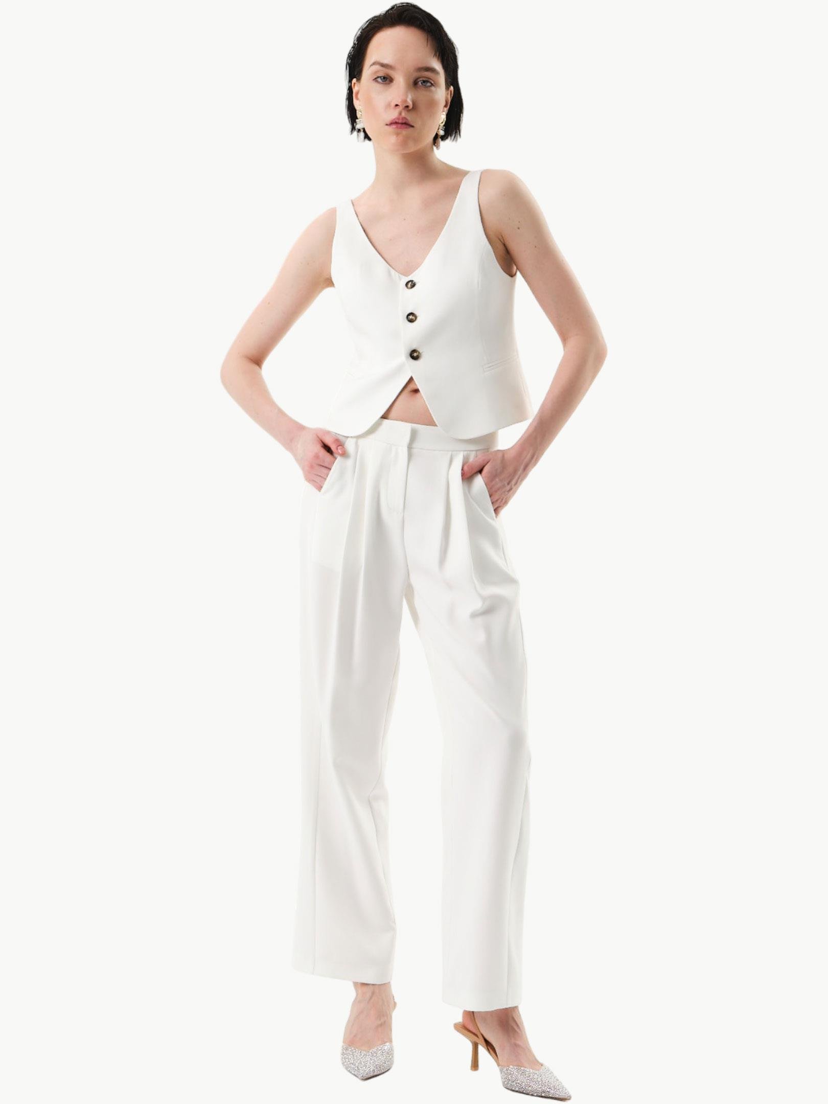 24SS103021 87 pantolon ekru ve siyah- numune Kategorisiz Modelleri