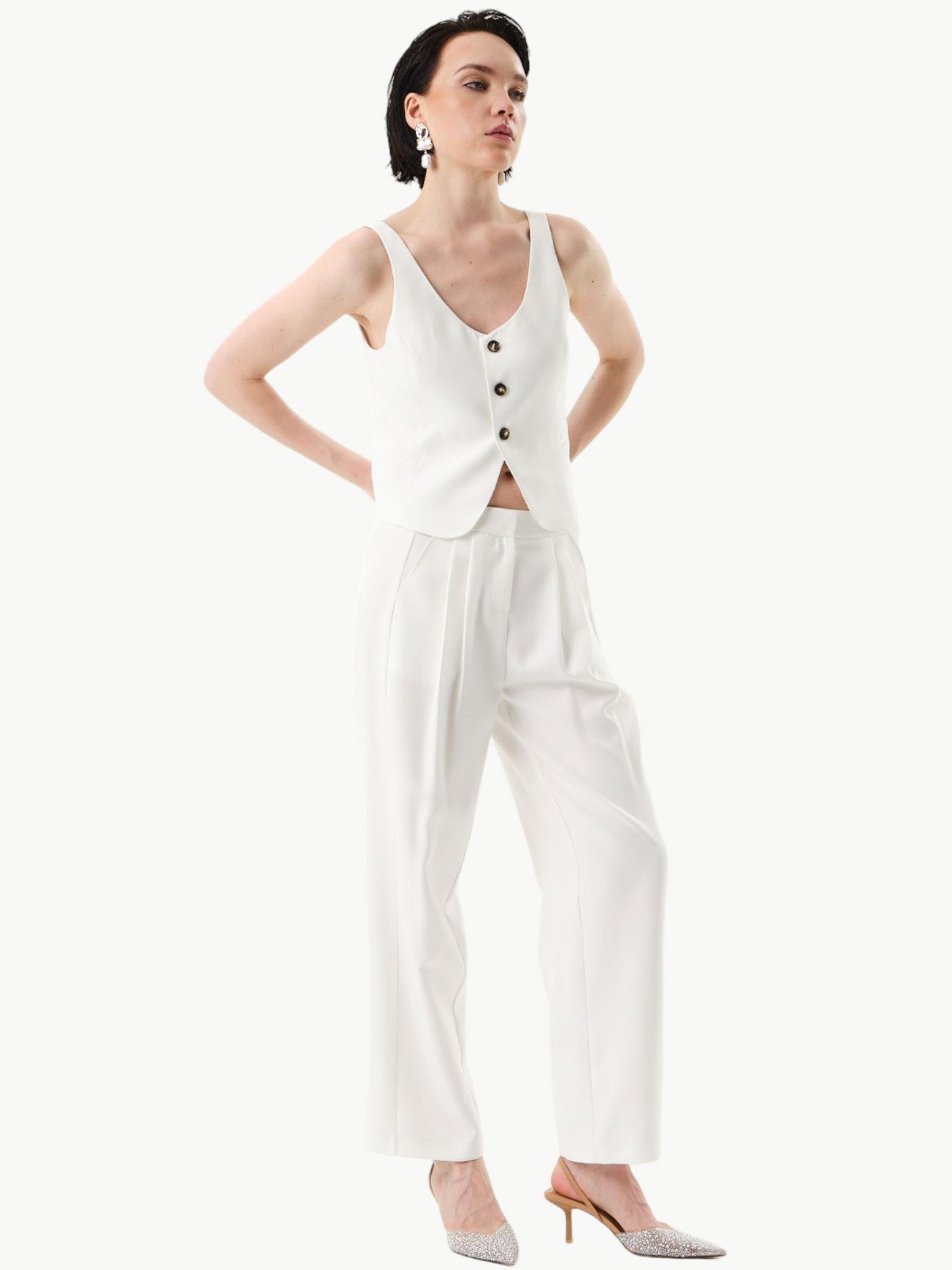 24SS103021 87 pantolon ekru ve siyah- numune Kategorisiz Modelleri