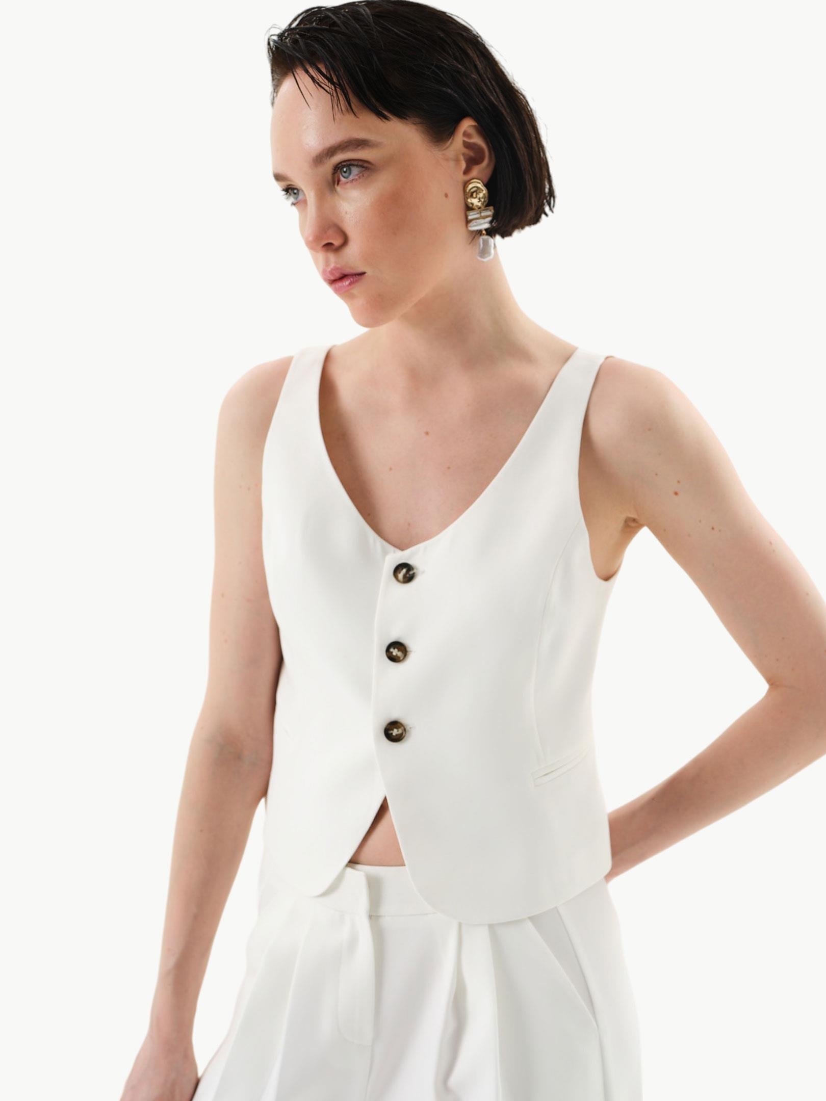 24SS106003 4001 ekru yelek- numune Kategorisiz Modelleri