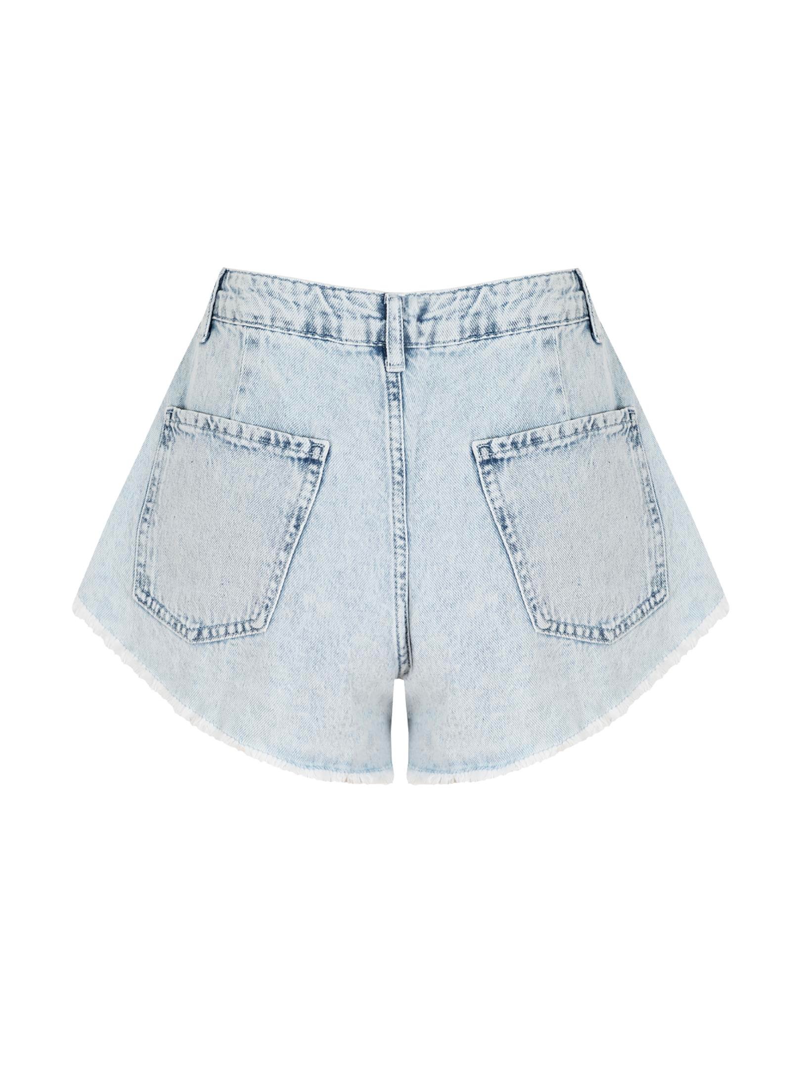 9265-4 PÜSKÜL DETAYLI STRAIGHT FIT ŞORT Kategorisiz Modelleri