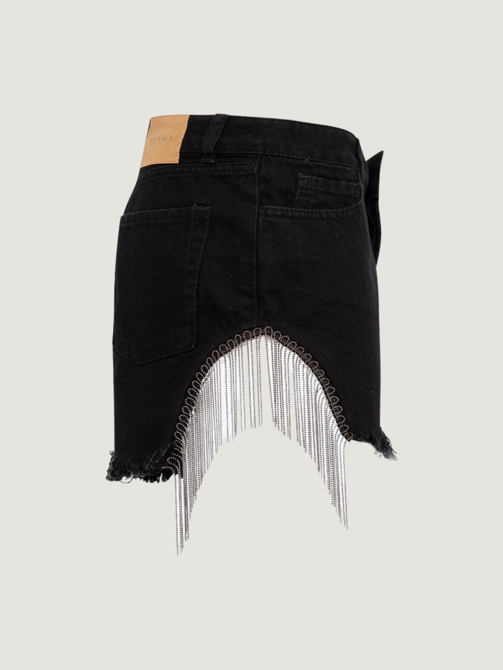 Aksesuar Detaylı Mini Jean Şort - Siyah Şort Modelleri