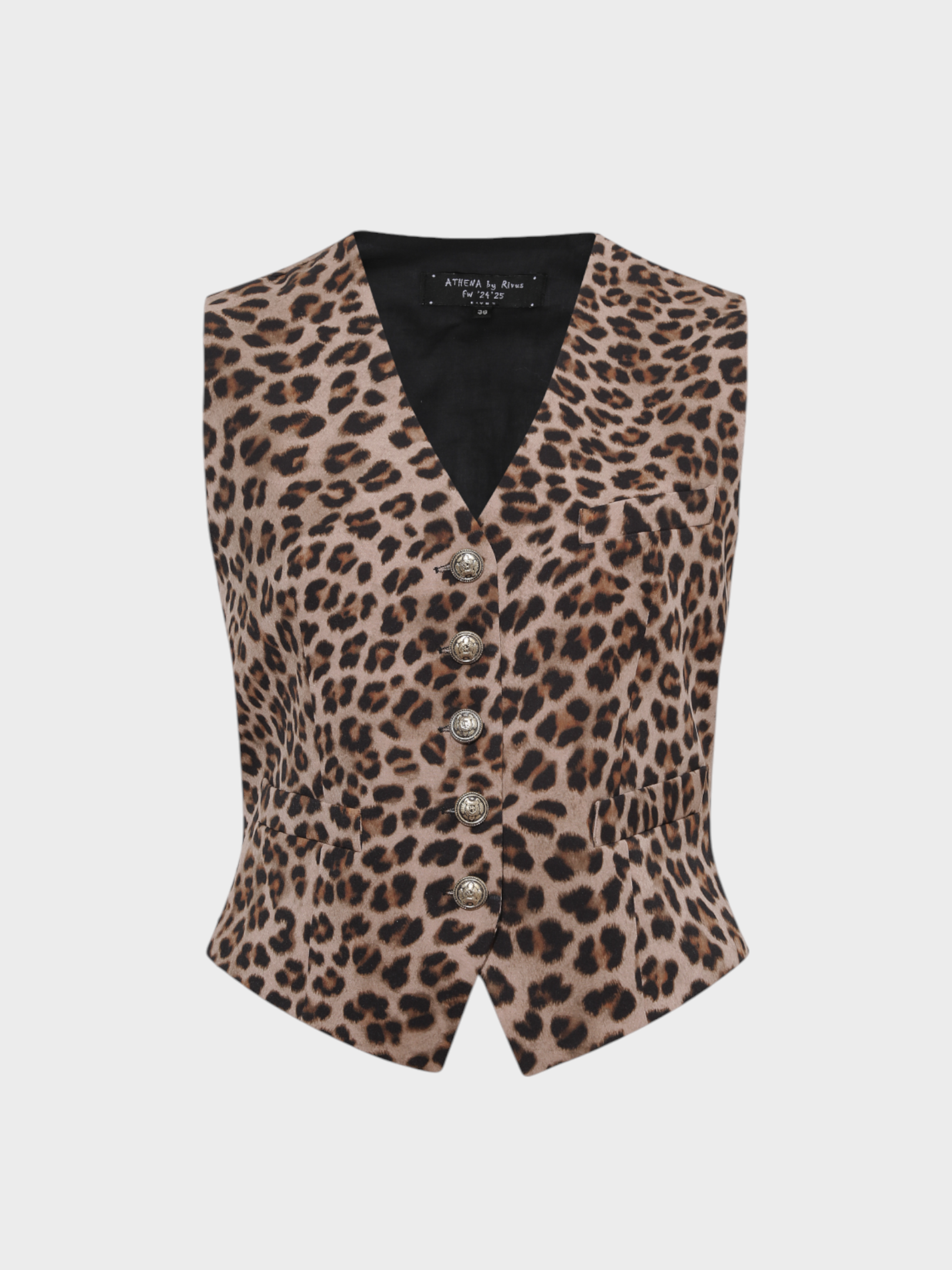 Antik Gold Düğmeli Şık Yelek - Leopar Yelek Modelleri