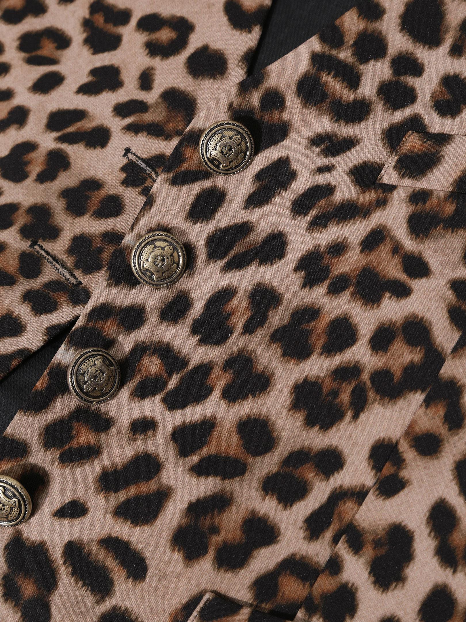 Antik Gold Düğmeli Şık Yelek - Leopar Yelek Modelleri