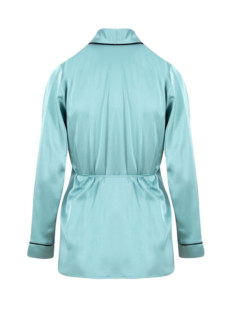 APHELANDRA Anvelop Kapama Saten Pijama Ceket - Mint Yeşil