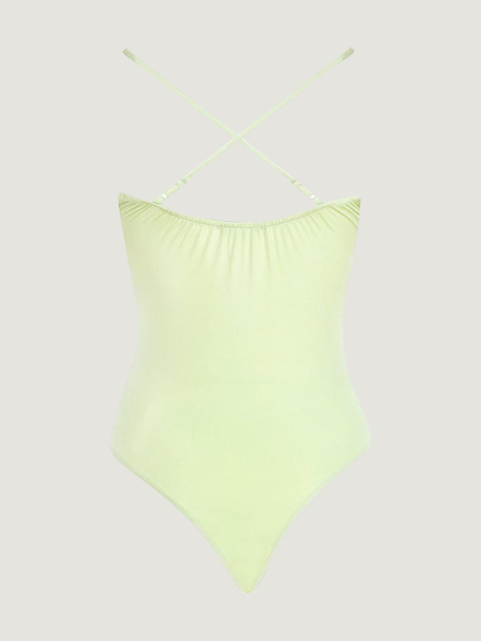 Askı Detaylı Drapeli Body - Çağla Yeşili Body Modelleri