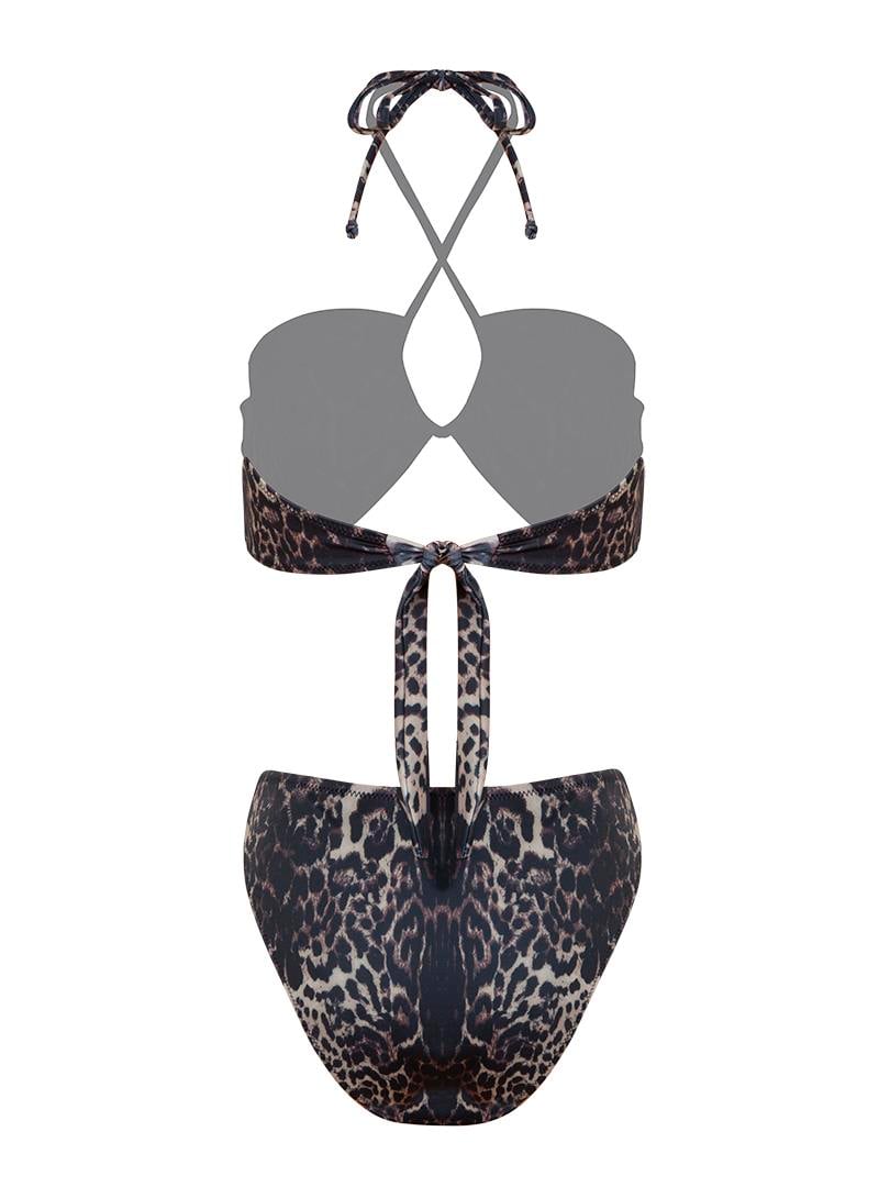 Bağlamalı Straplez Bikini - Leopar