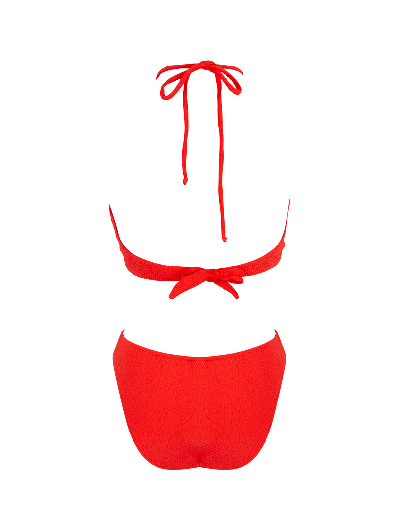 Bağlamalı Straplez Bikini - Nar Çiçeği