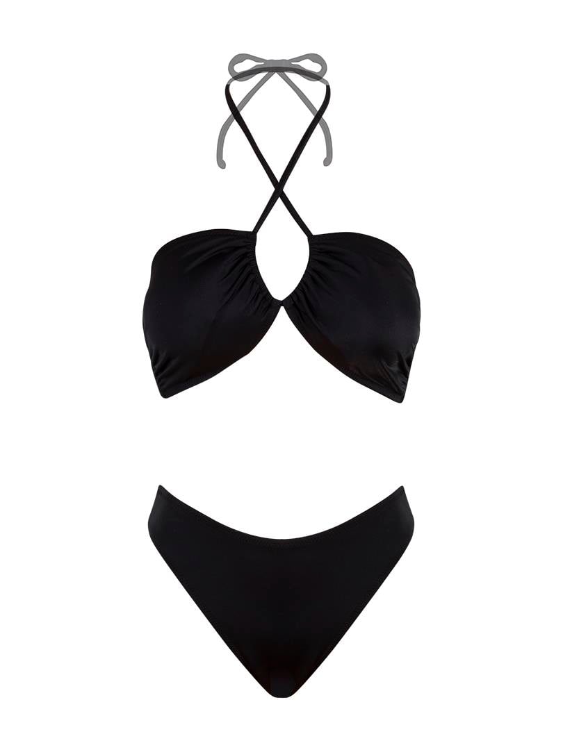 Bağlamalı Straplez Bikini - Siyah