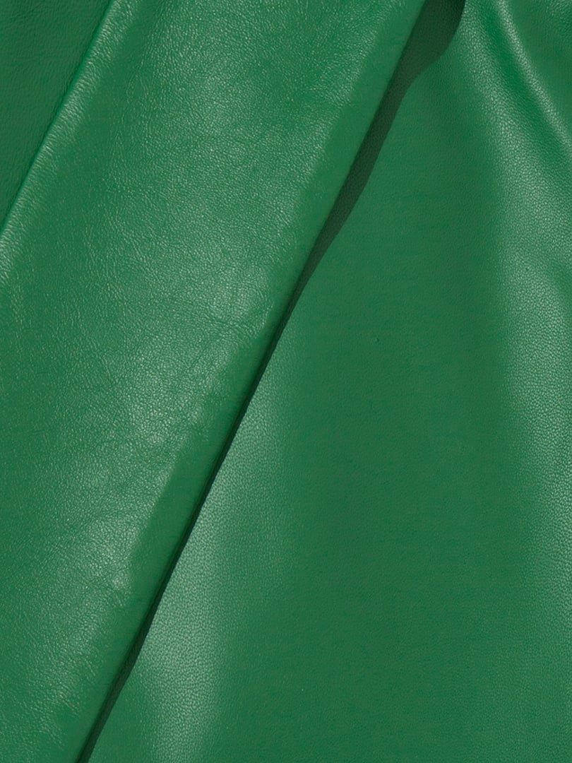 Bel Detaylı Deri Etek - Yeşil