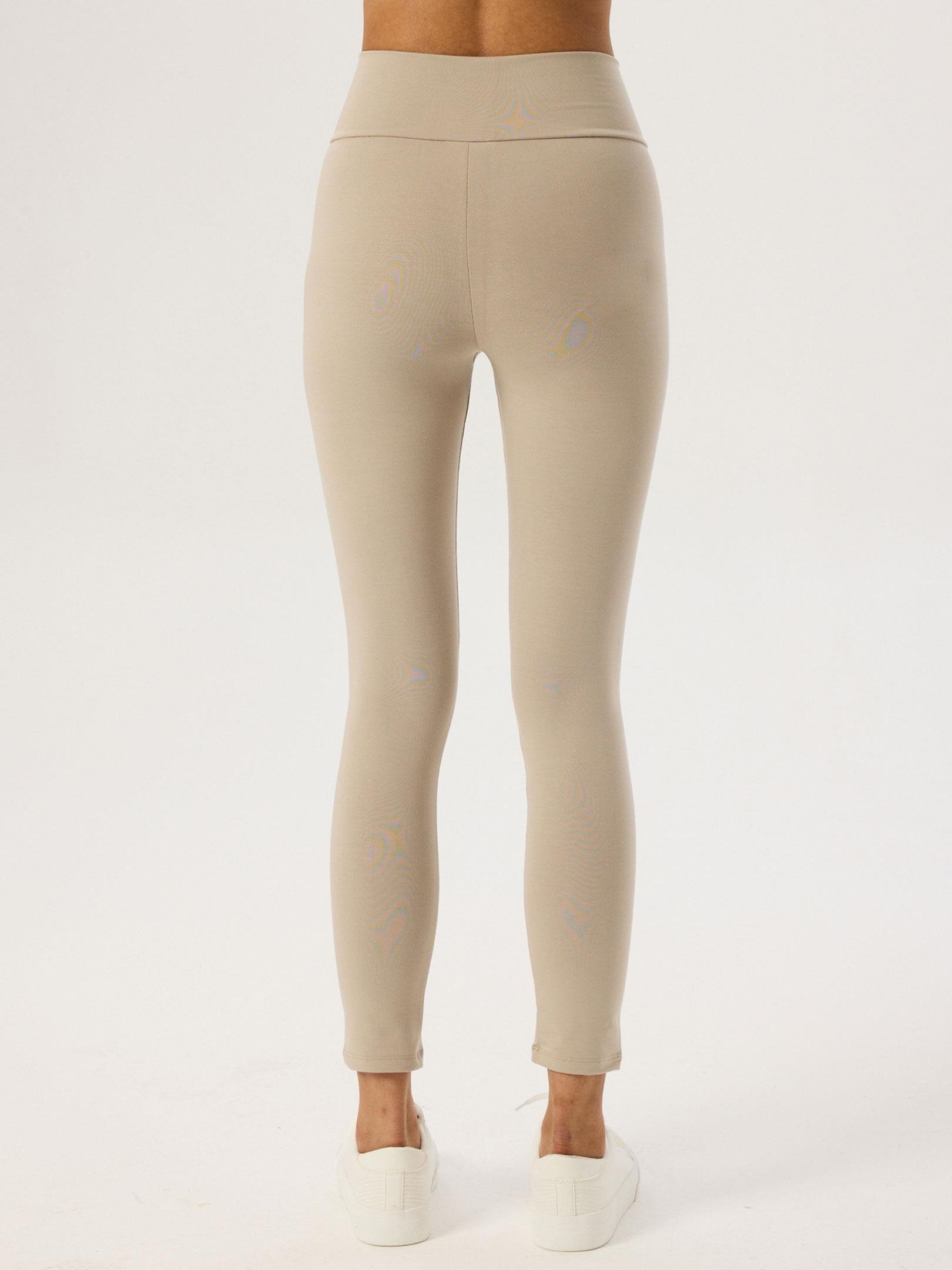 Bel Detaylı Spor Tayt - Bej Tayt Modelleri