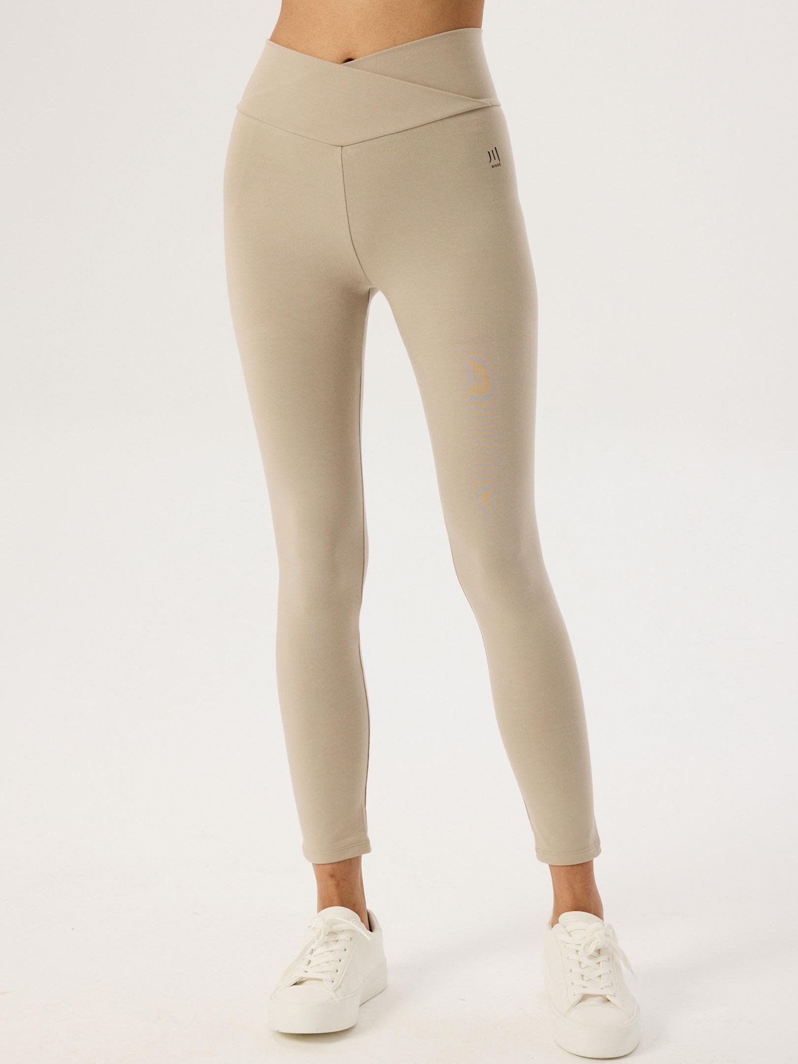 Bel Detaylı Spor Tayt - Bej Tayt Modelleri