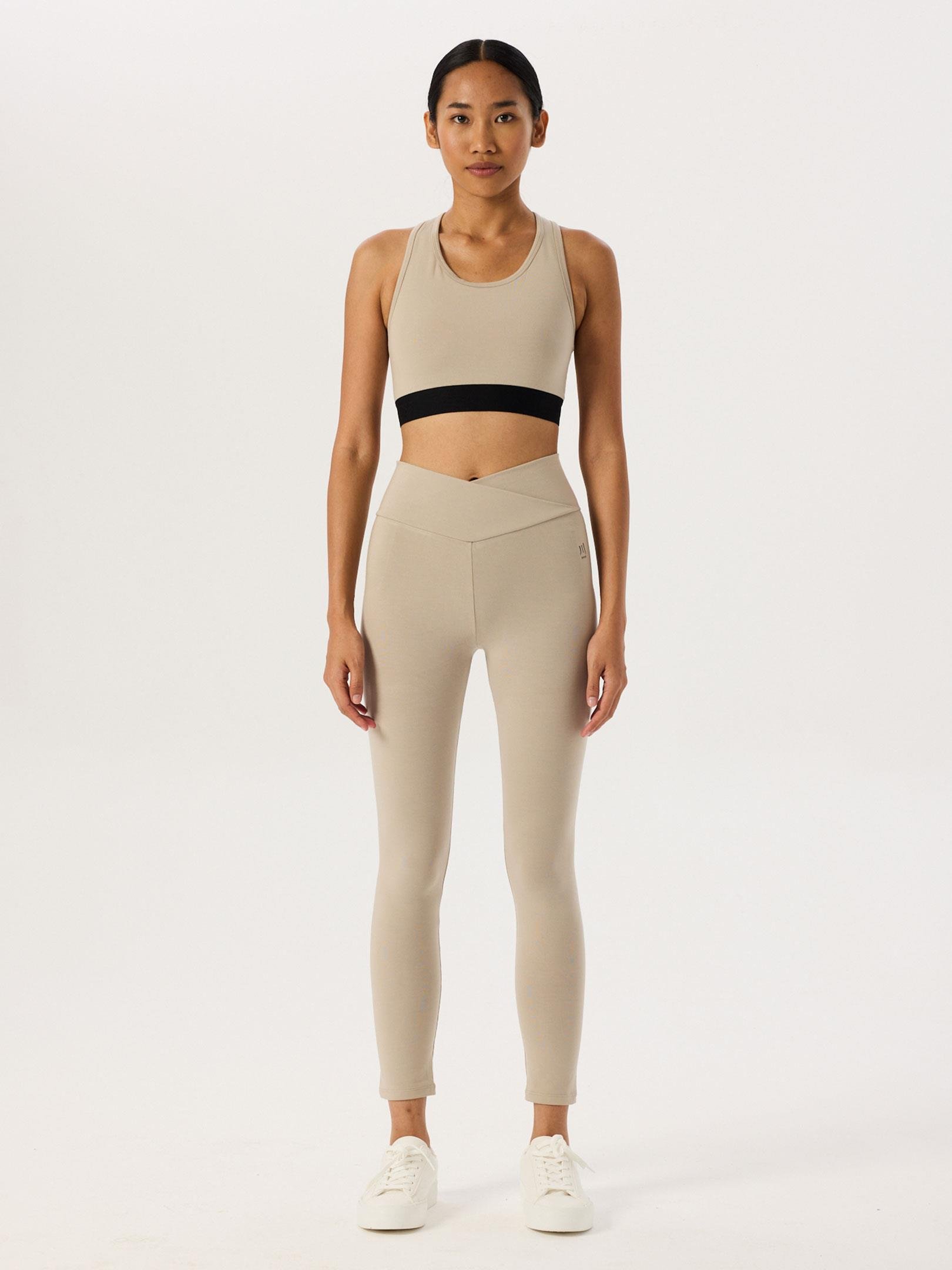 Bel Detaylı Spor Tayt - Bej Tayt Modelleri